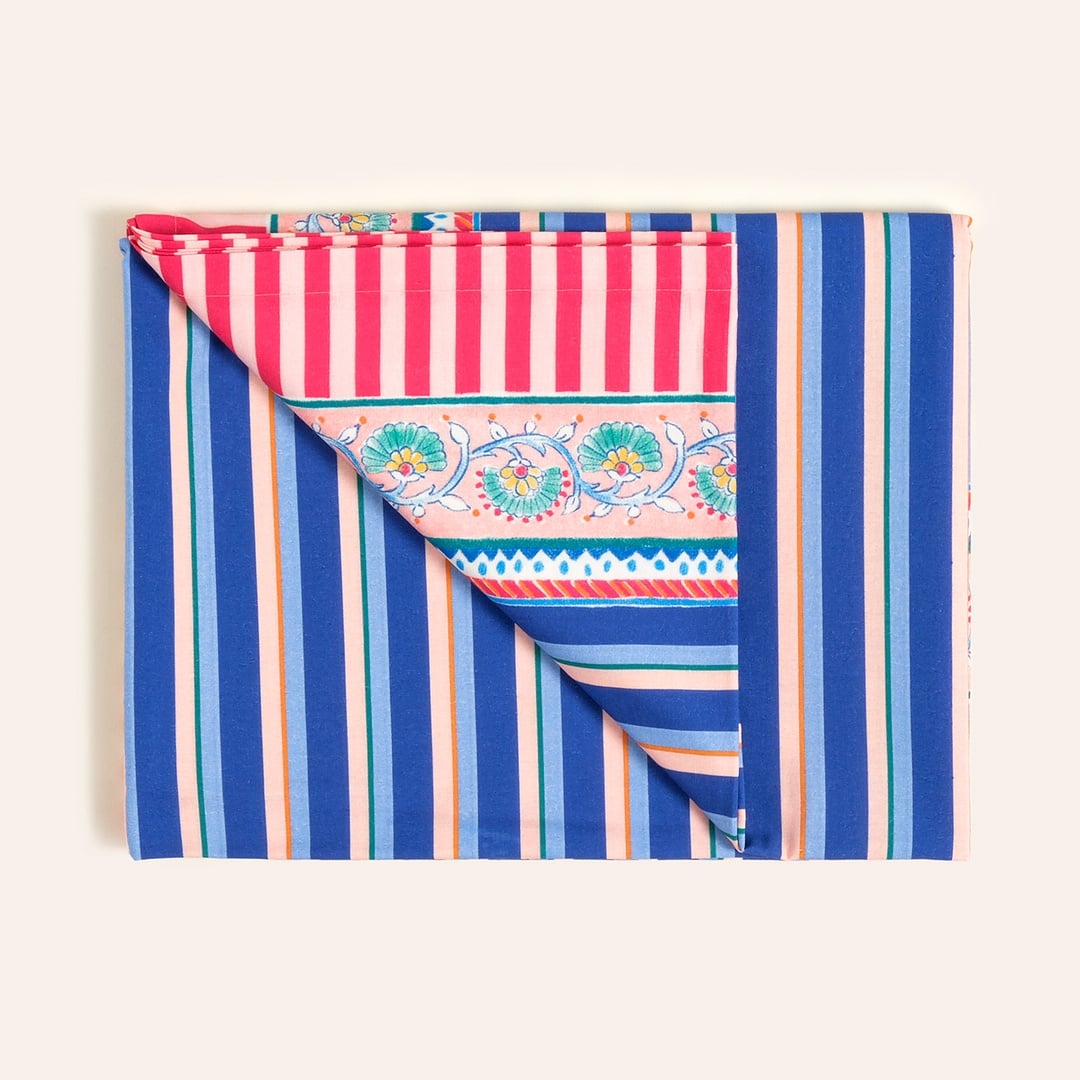 Nilüfer Dijital Baskılı Pamuk Masa Örtüsü 160x240 Cm Mavi