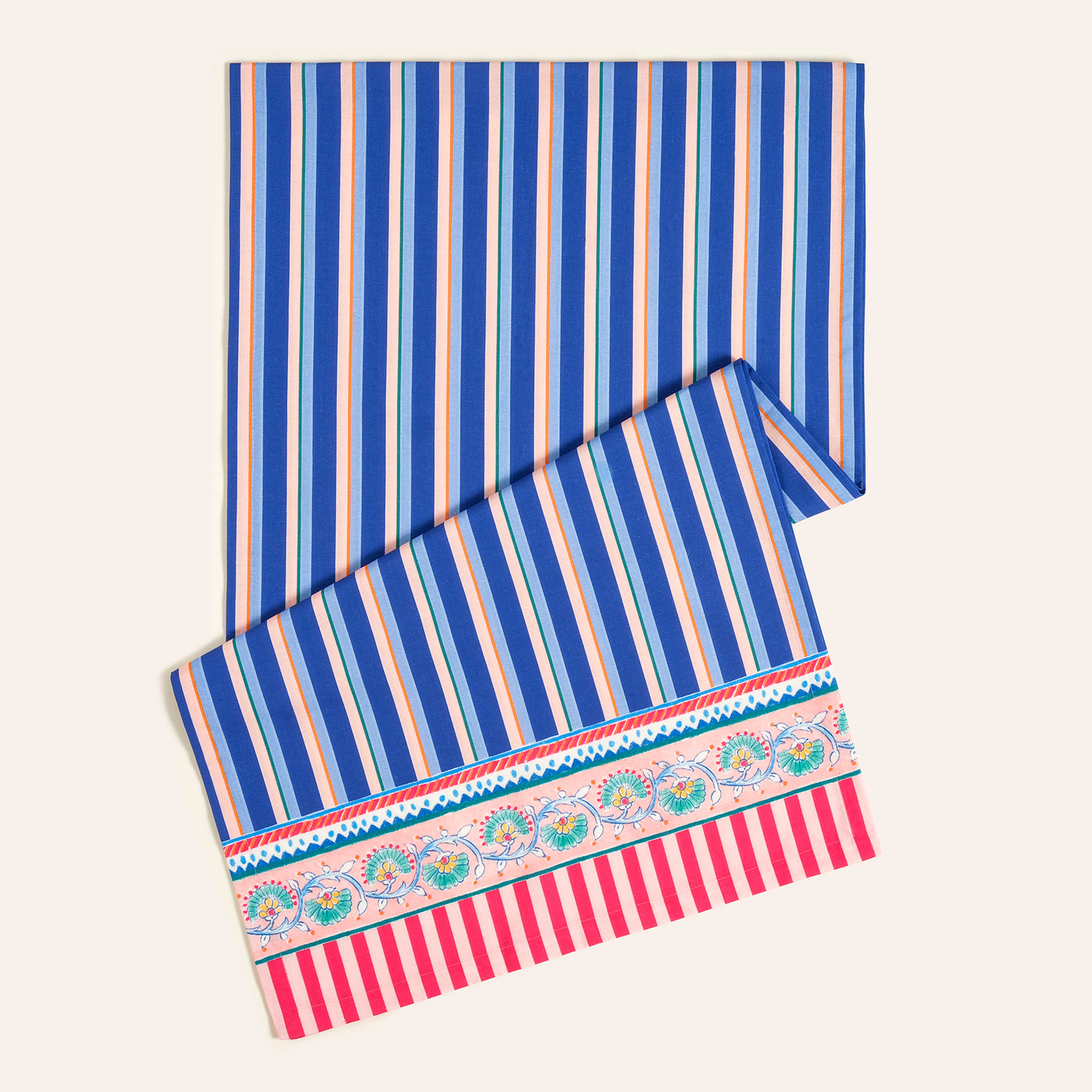 Nilüfer Dijital Baskılı Pamuk Runner 50x180 Cm Mavi