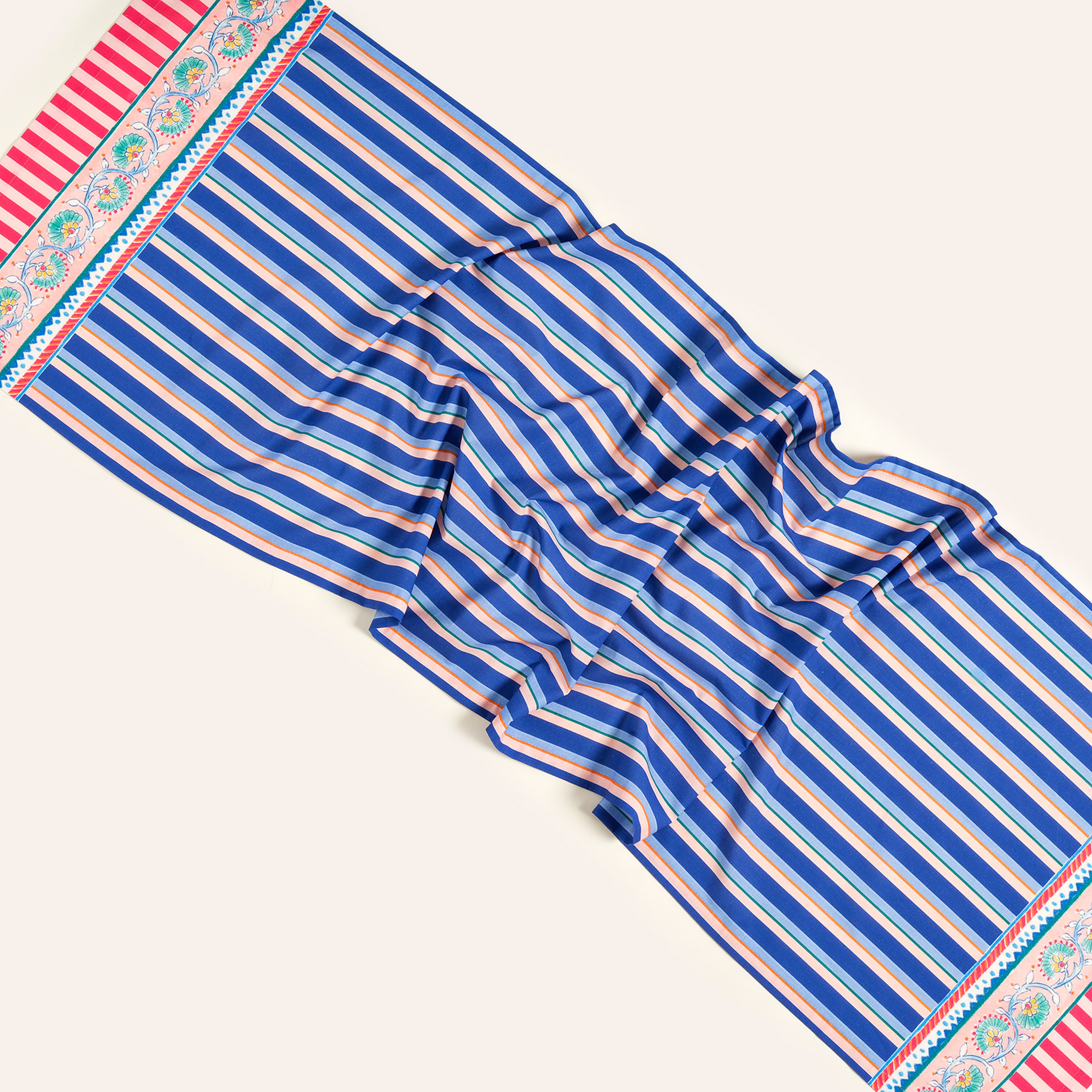 Nilüfer Dijital Baskılı Pamuk Runner 50x180 Cm Mavi