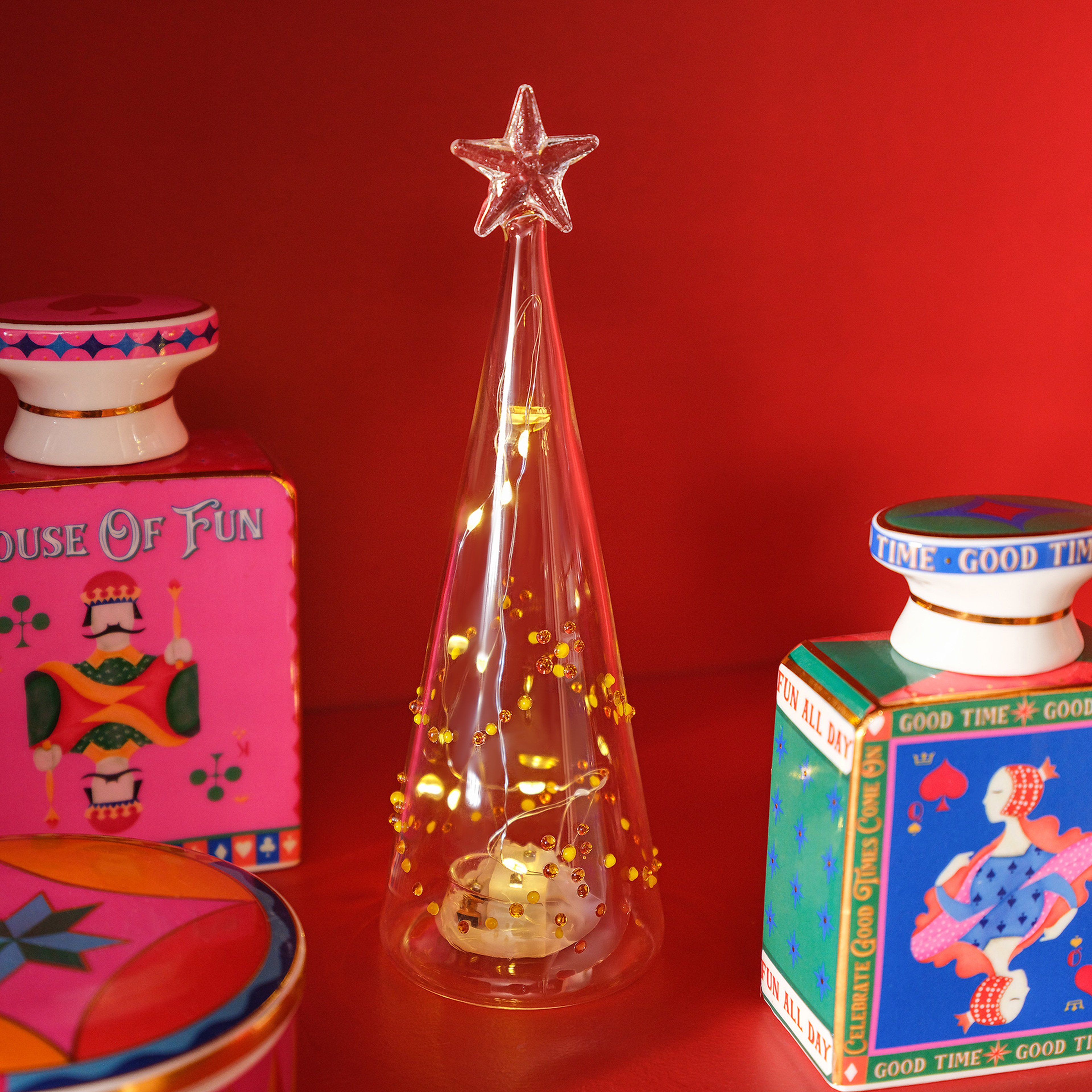 Henan Borosilikat Cam Dekoratif Aydınlatma 21 Cm Şeffaf - Sarı