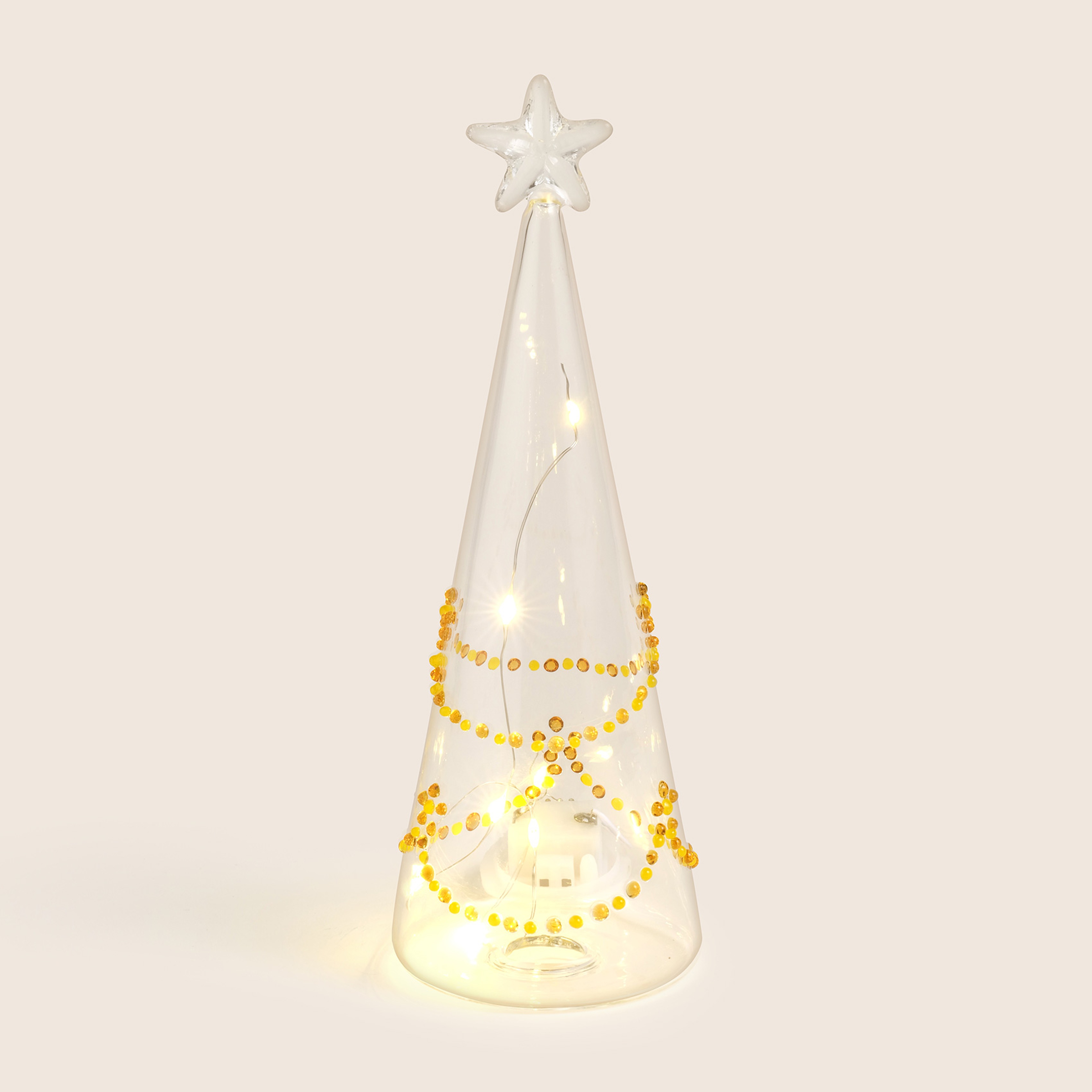 Henan Borosilikat Cam Dekoratif Aydınlatma 21 Cm Şeffaf - Sarı