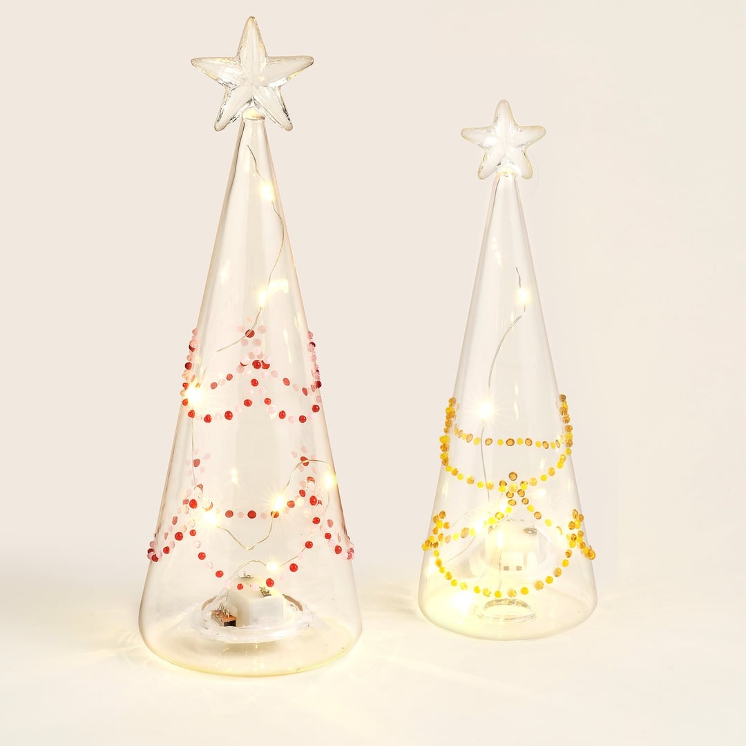 Henan Borosilikat Cam Dekoratif Aydınlatma 24 Cm Şeffaf- Kırmızı