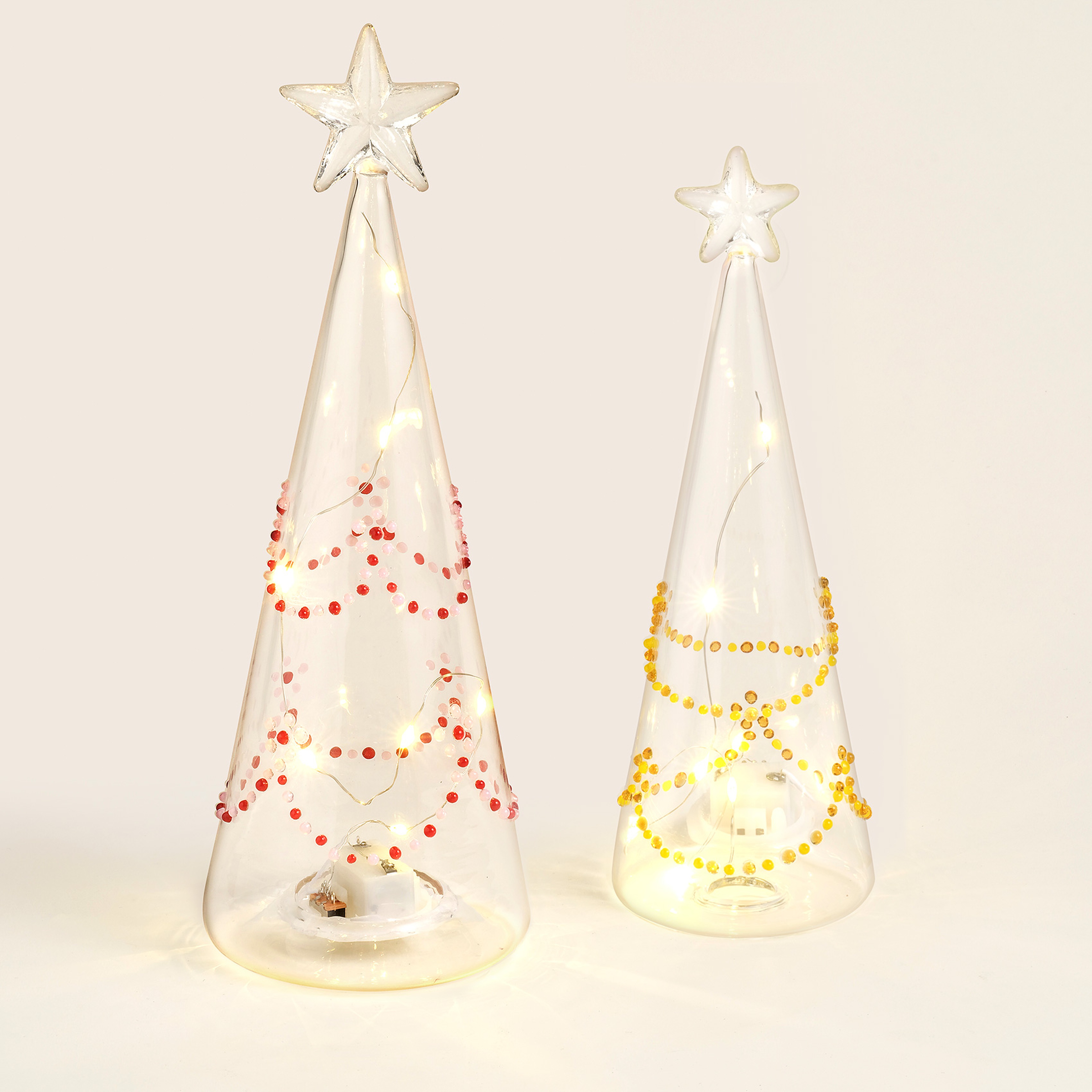 Henan Borosilikat Cam Dekoratif Aydınlatma 24 Cm Şeffaf- Kırmızı