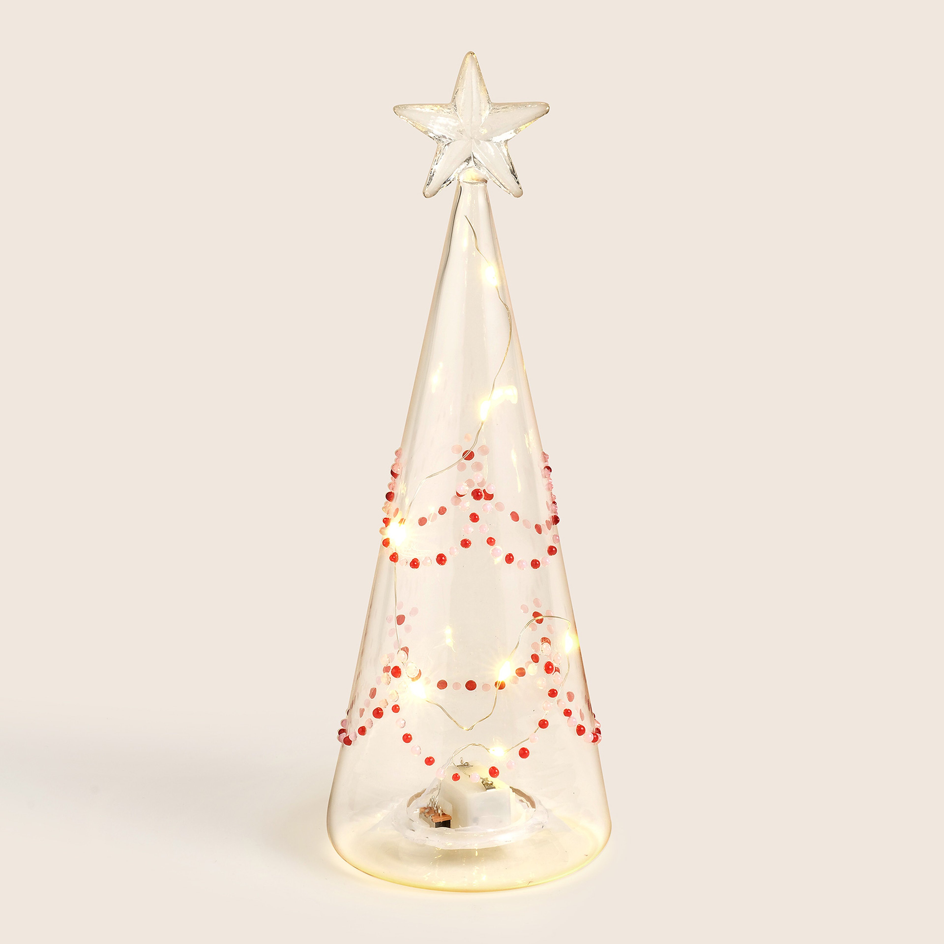 Henan Borosilikat Cam Dekoratif Aydınlatma 24 Cm Şeffaf- Kırmızı