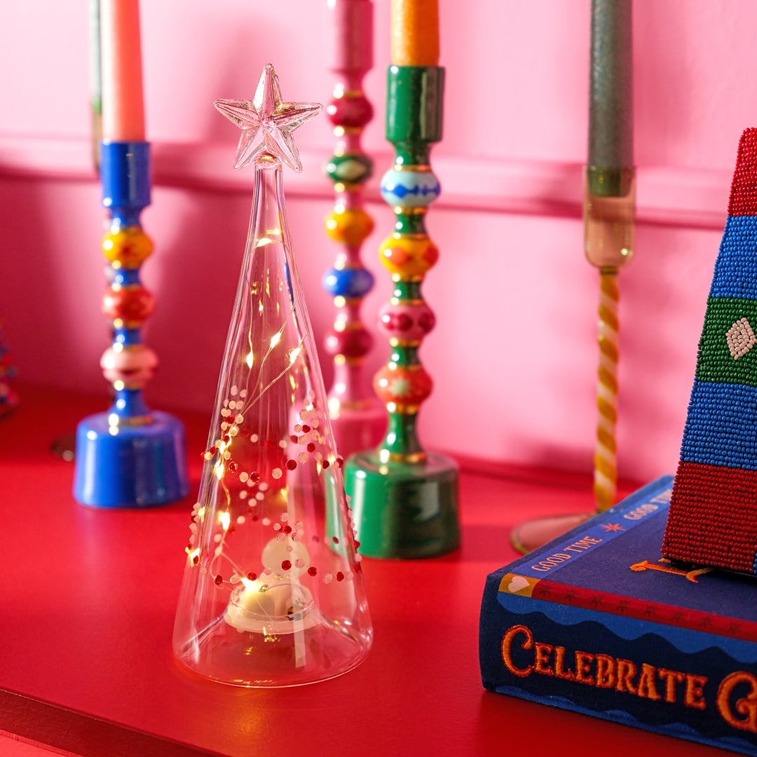 Henan Borosilikat Cam Dekoratif Aydınlatma 24 Cm Şeffaf- Kırmızı