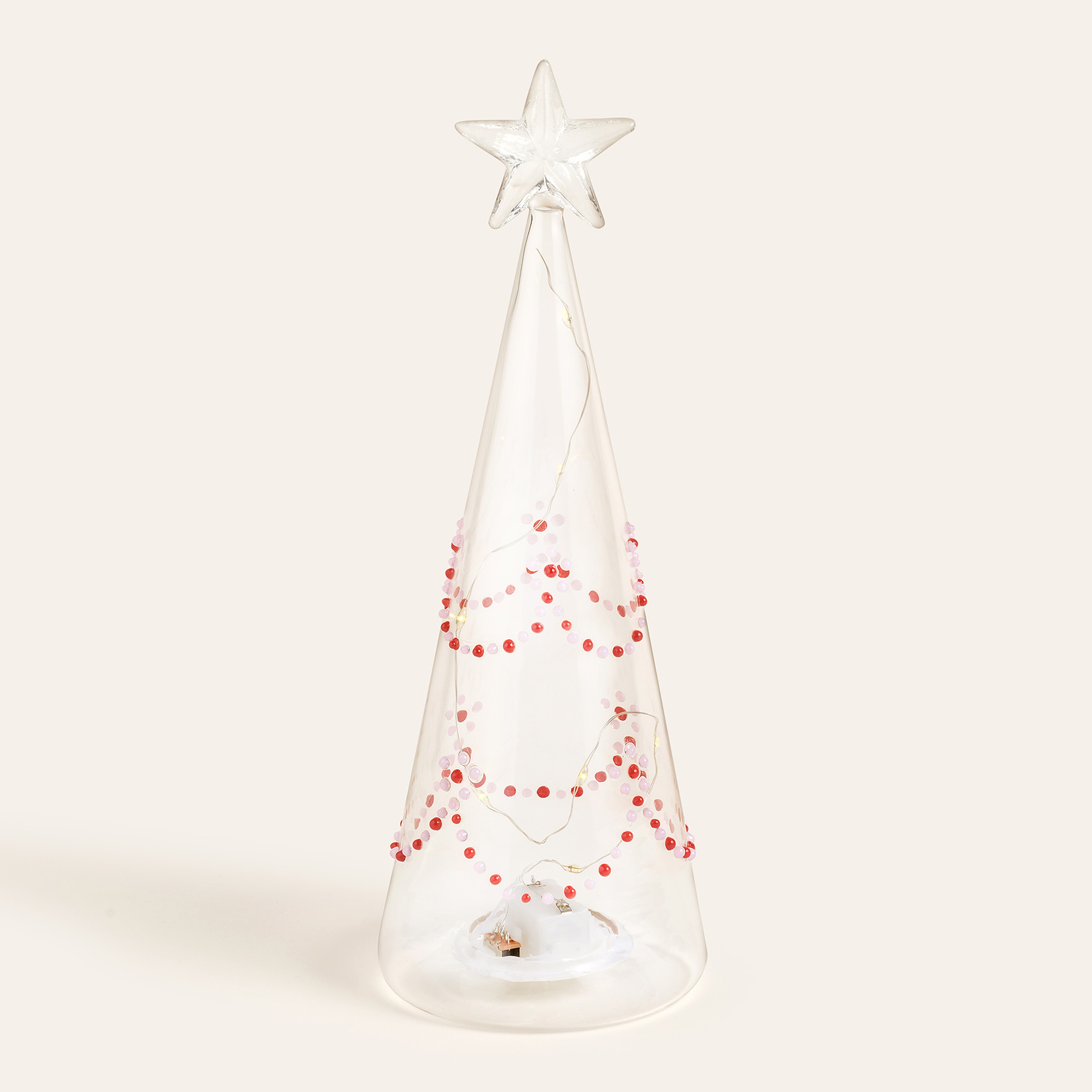 Henan Borosilikat Cam Dekoratif Aydınlatma 24 Cm Şeffaf- Kırmızı