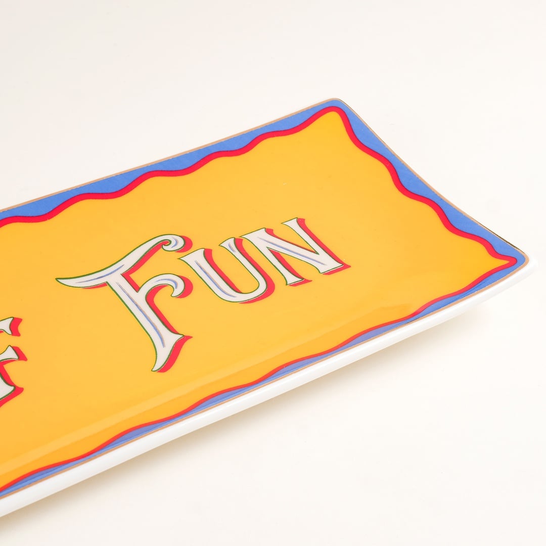 Luohu Porselen Servis Tabağı 35x10x2 Cm Sarı