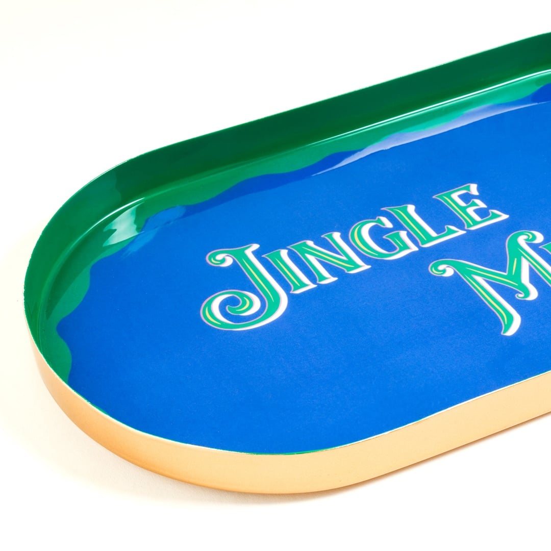 Nanpur Demir Dekoratif Tepsi 35.5x18x2.54 Cm Mavi