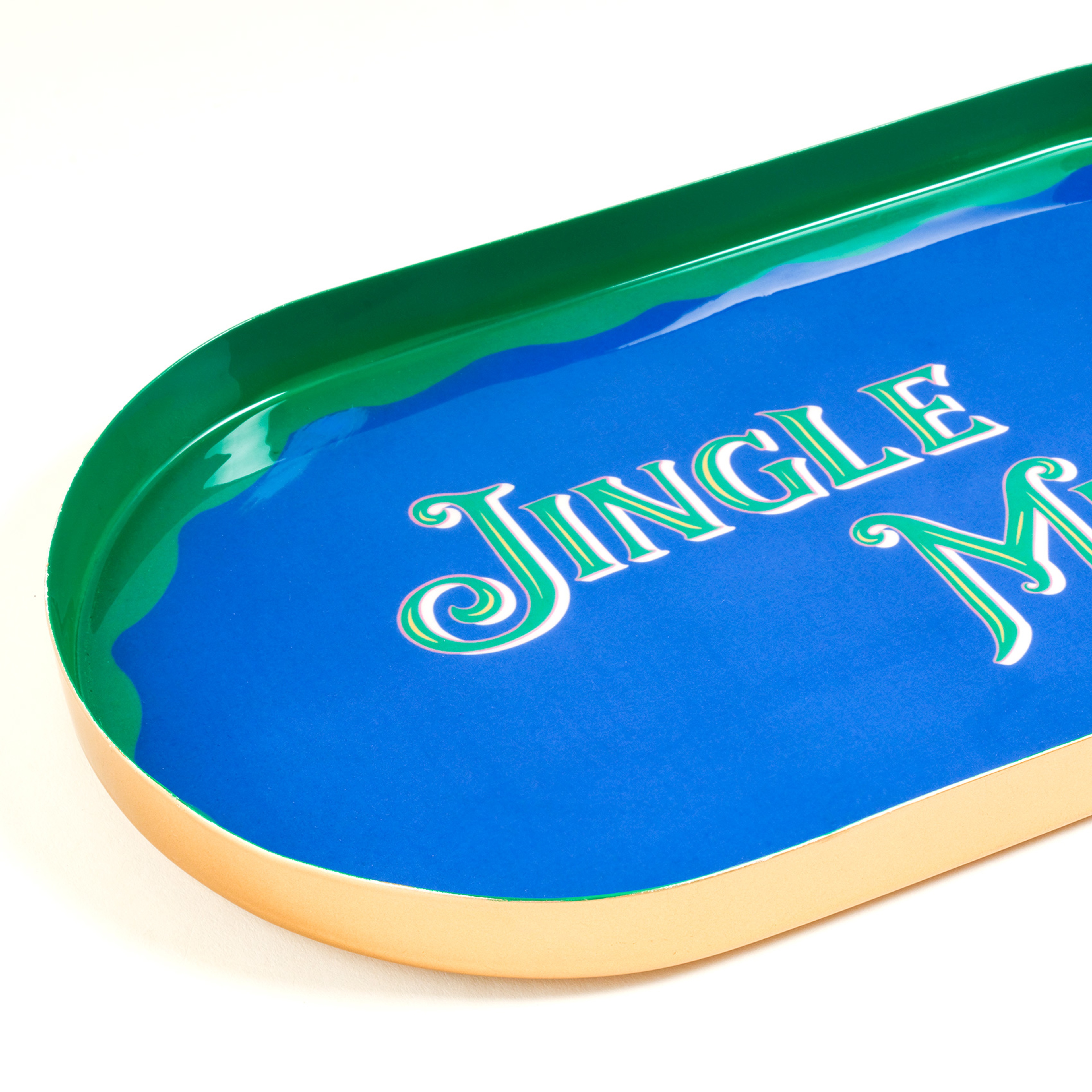 Nanpur Metal Dekoratif Tepsi 35.5x18x2.54 Cm Mavi