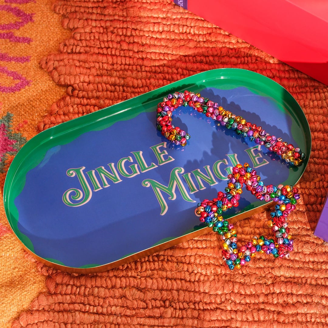 Nanpur Demir Dekoratif Tepsi 35.5x18x2.54 Cm Mavi