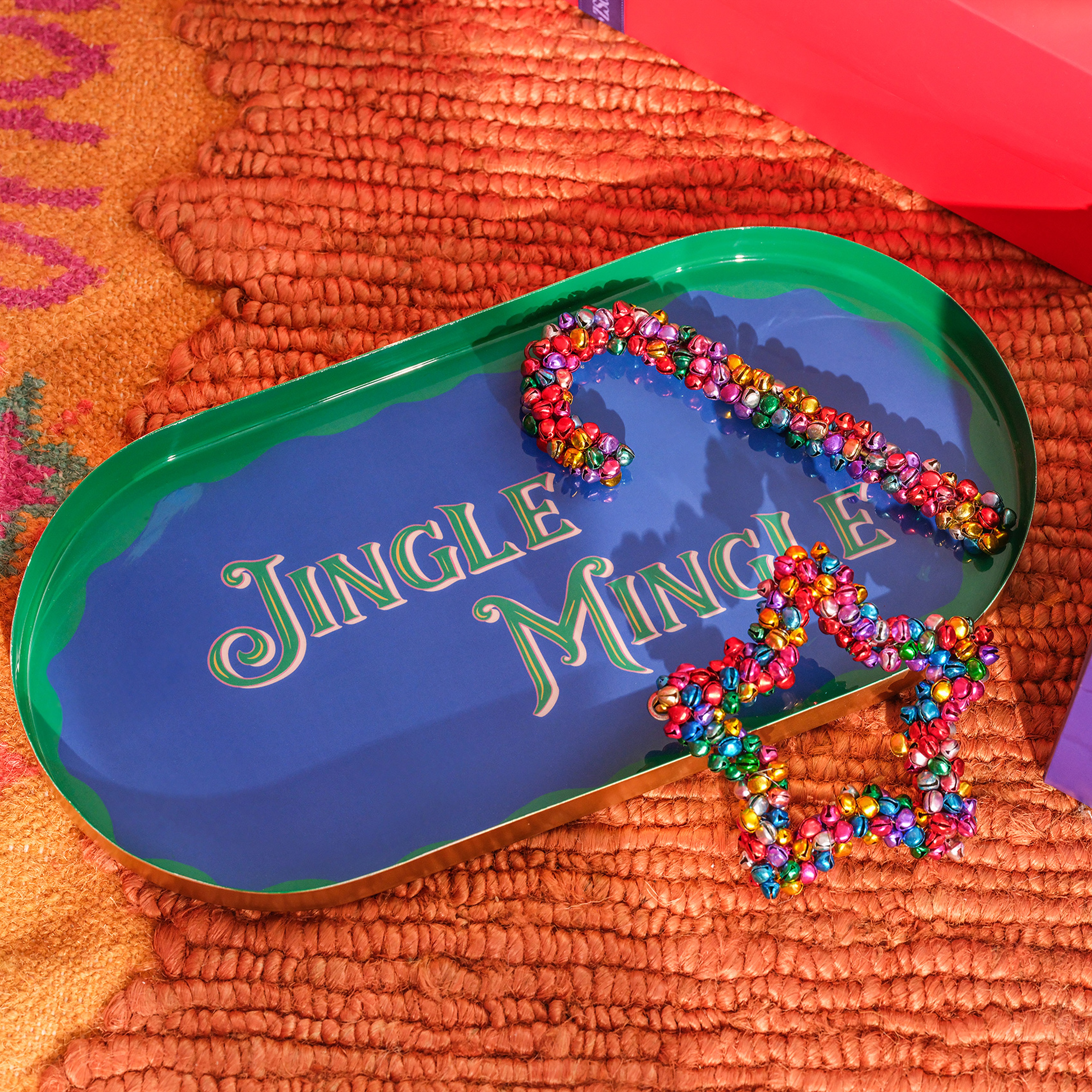 Nanpur Metal Dekoratif Tepsi 35.5x18x2.54 Cm Mavi