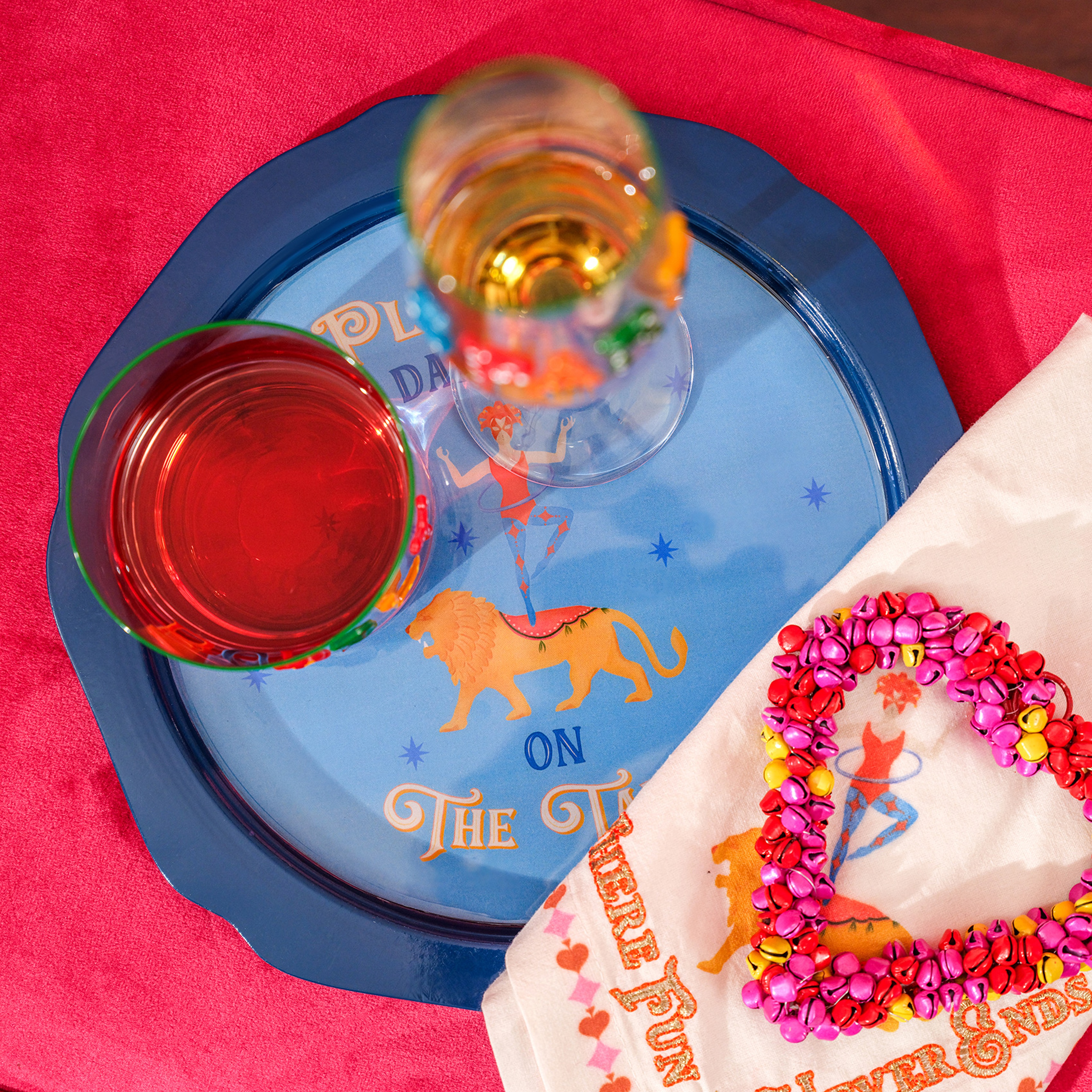 Nanpur Demir Dekoratif Tepsi 26x26x2 Cm Mavi