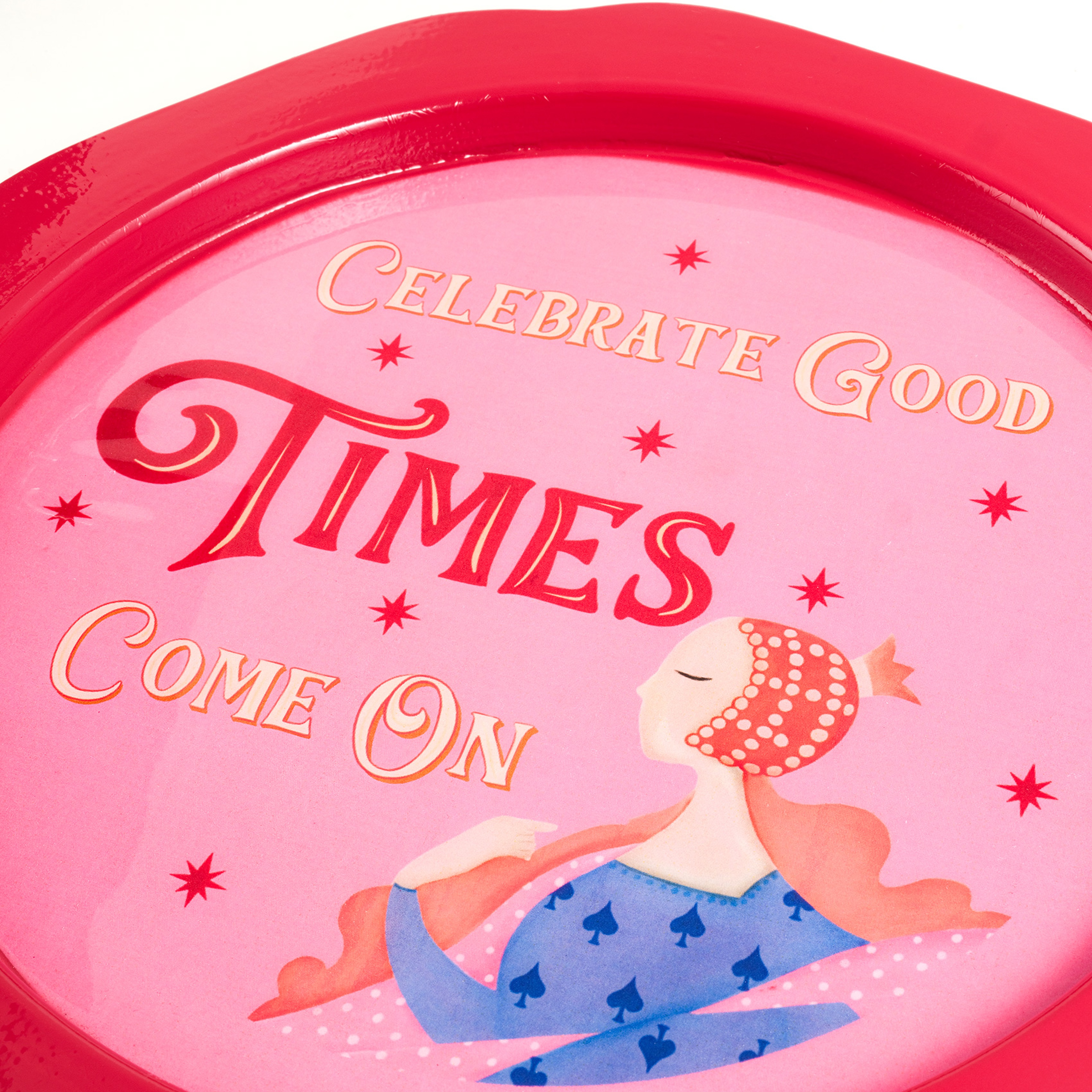 Nanpur Demir Dekoratif Tepsi 26x26x2 Cm Kırmızı