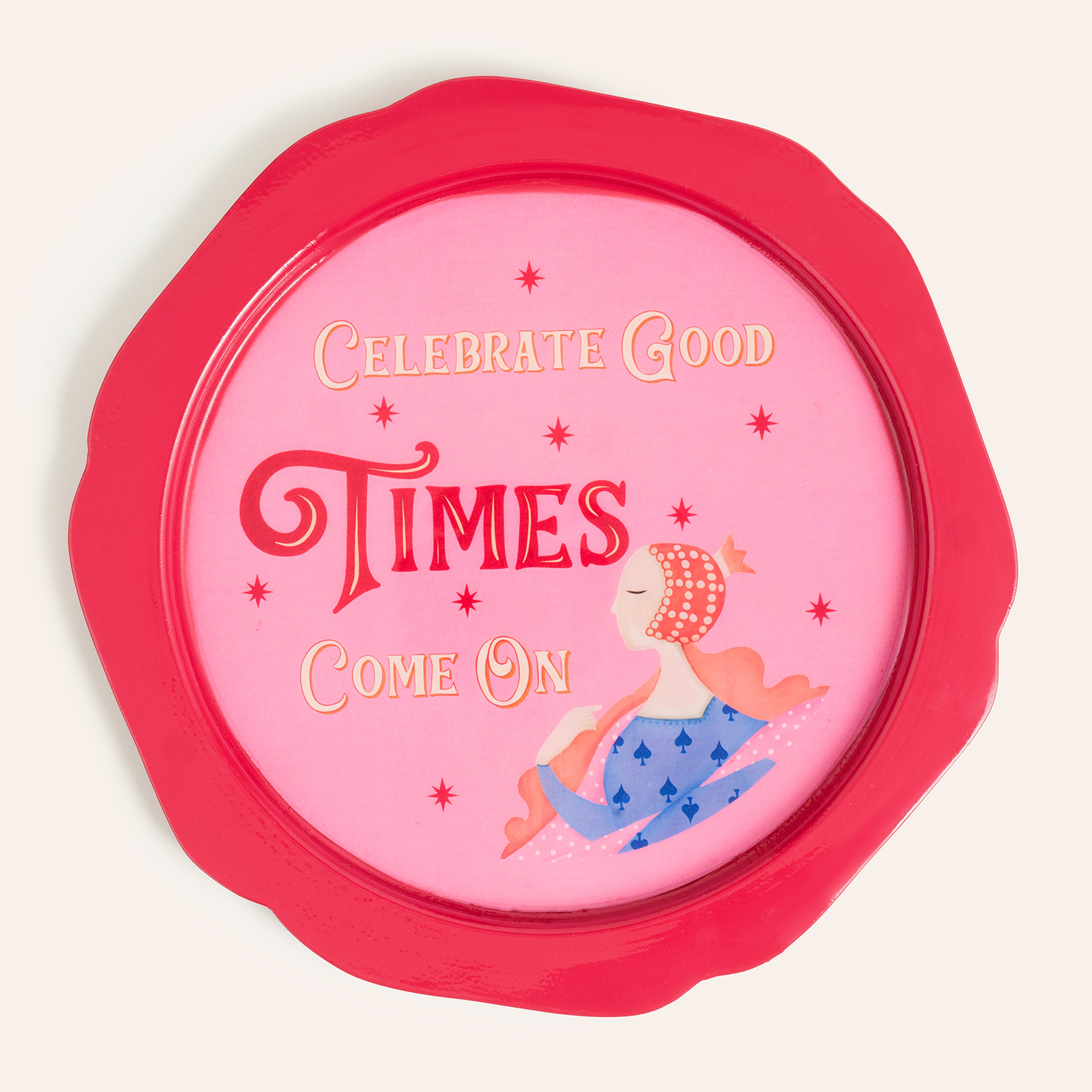 Nanpur Demir Dekoratif Tepsi 26x26x2 Cm Kırmızı