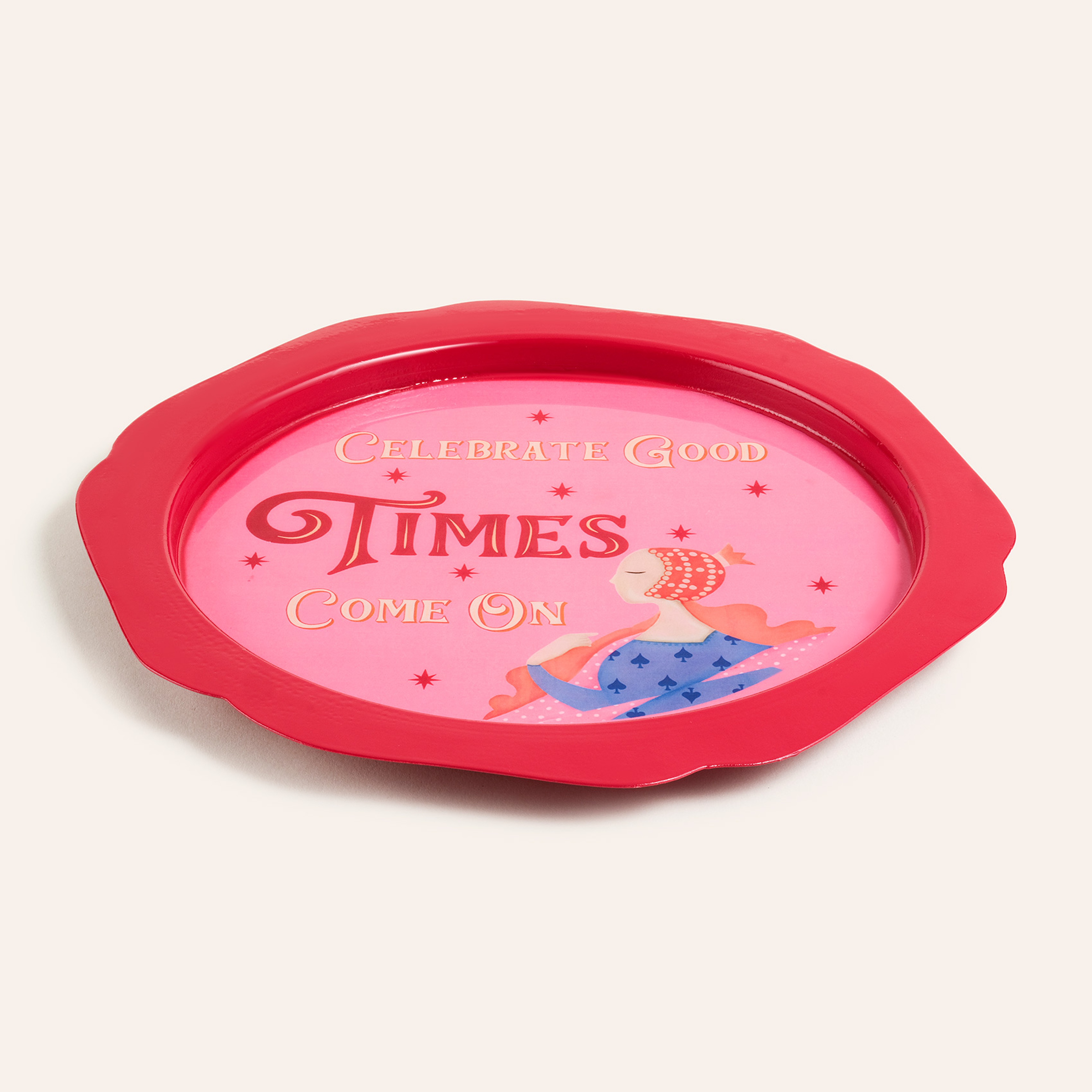 Nanpur Demir Dekoratif Tepsi 26x26x2 Cm Kırmızı