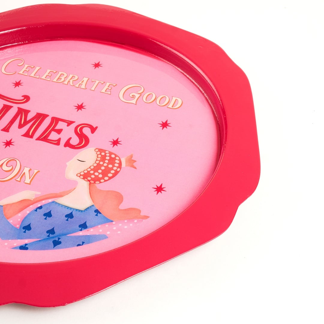 Nanpur Demir Dekoratif Tepsi 26x26x2 Cm Kırmızı