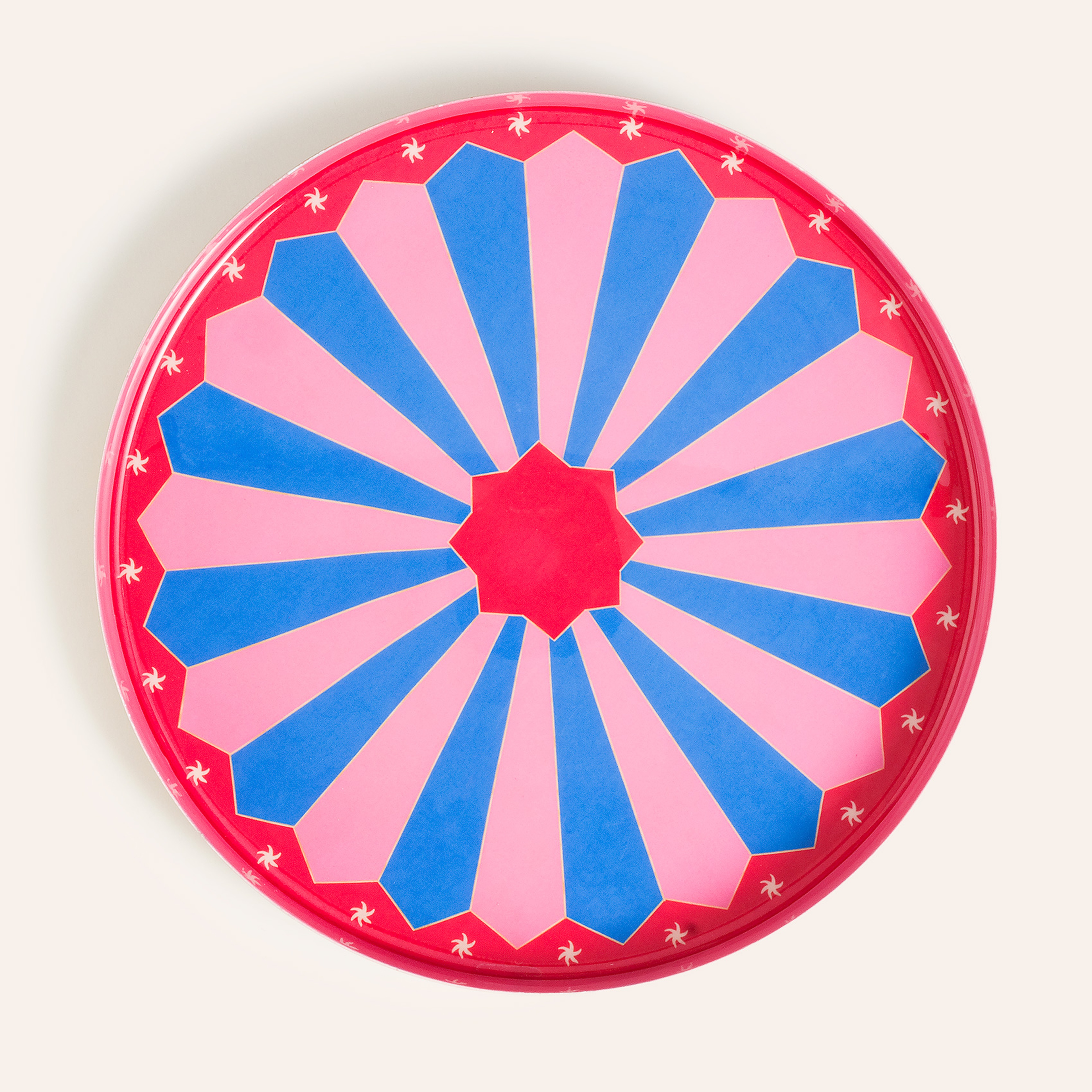 Nanpur Demir Dekoratif Tepsi 26x26x3 Cm Pembe - Mavi