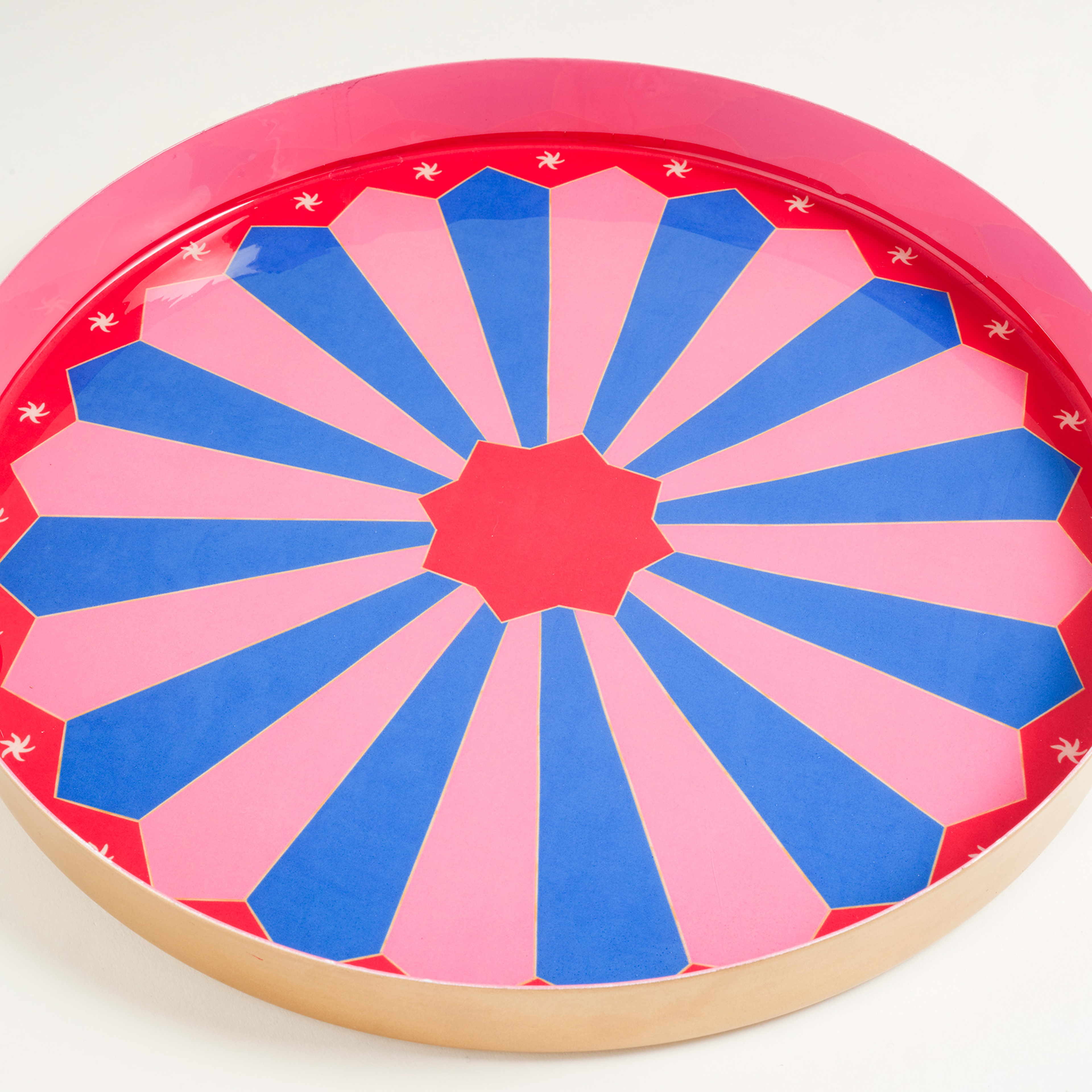 Nanpur Demir Dekoratif Tepsi 26x26x3 Cm Pembe - Mavi