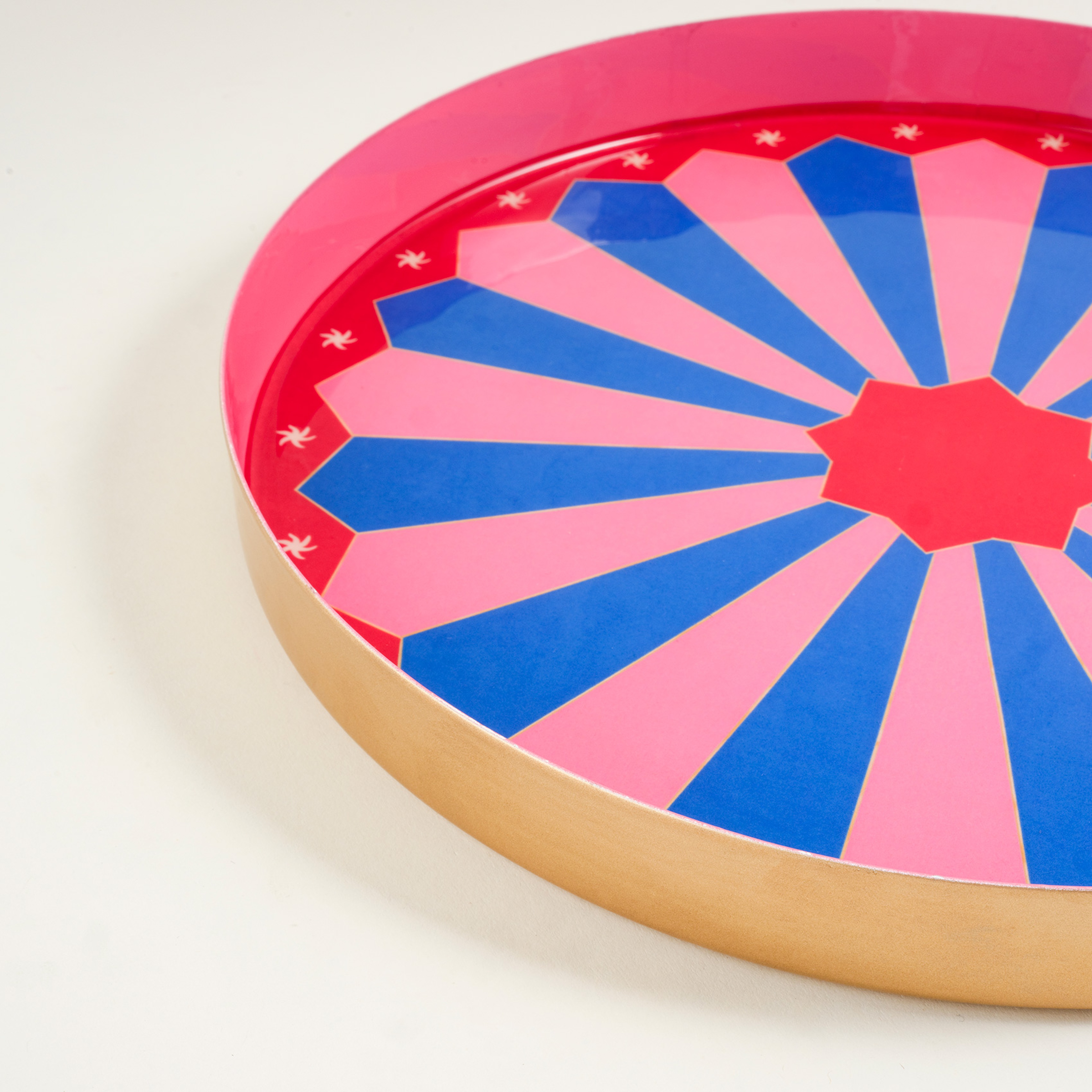 Nanpur Demir Dekoratif Tepsi 26x26x3 Cm Pembe - Mavi