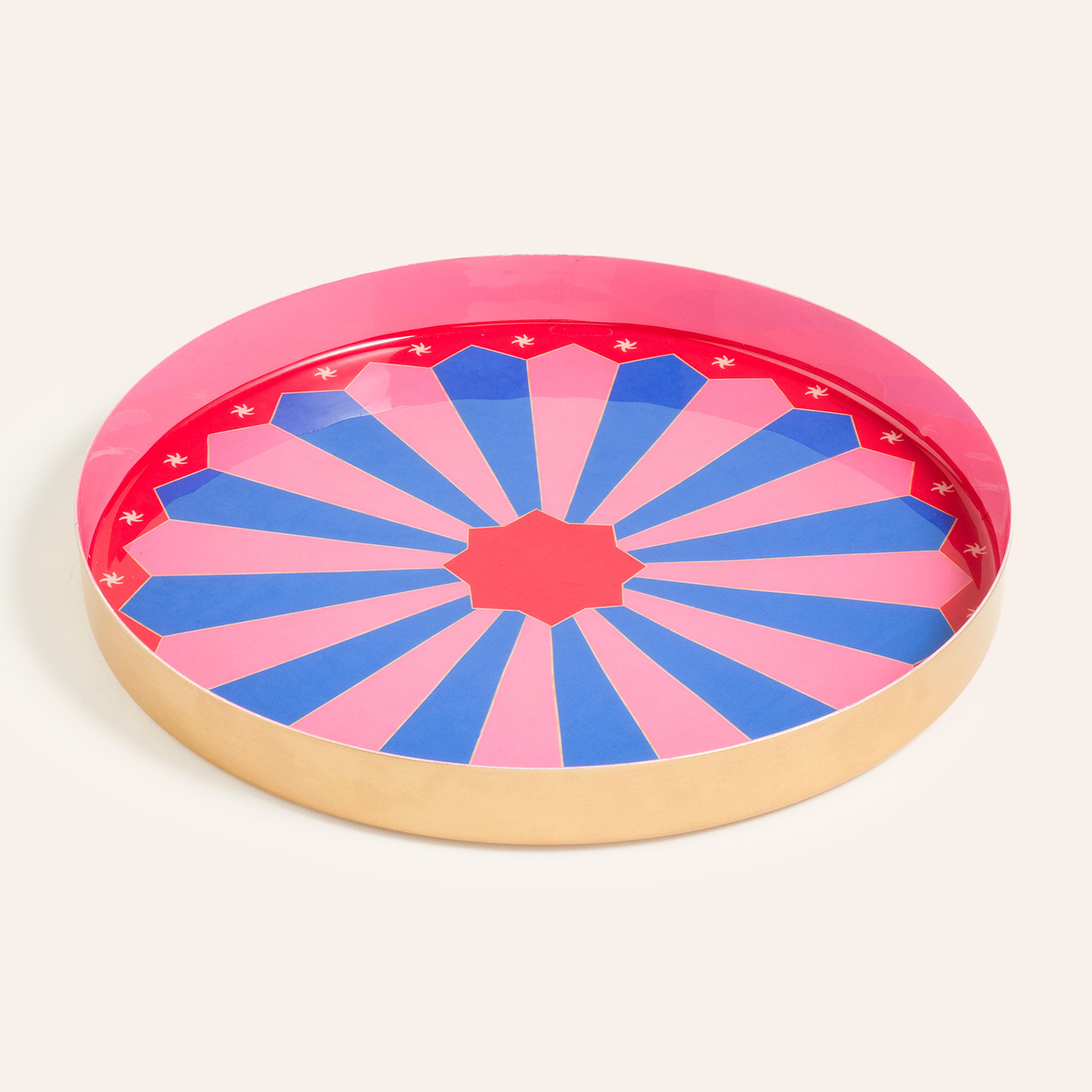 Nanpur Demir Dekoratif Tepsi 26x26x3 Cm Pembe - Mavi