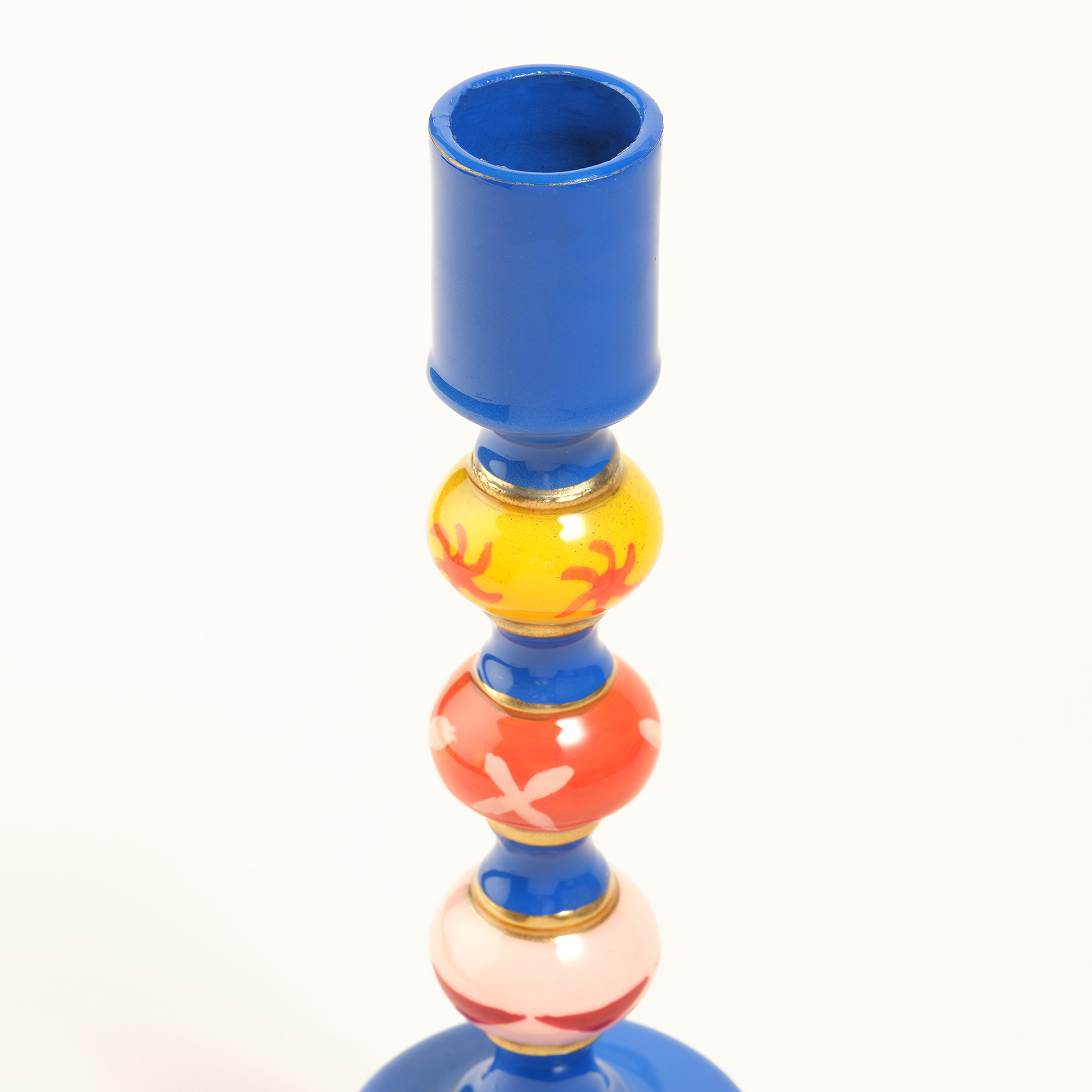 Nanpur Demir Şamdan 6.5x6.5x20 Cm Mavi