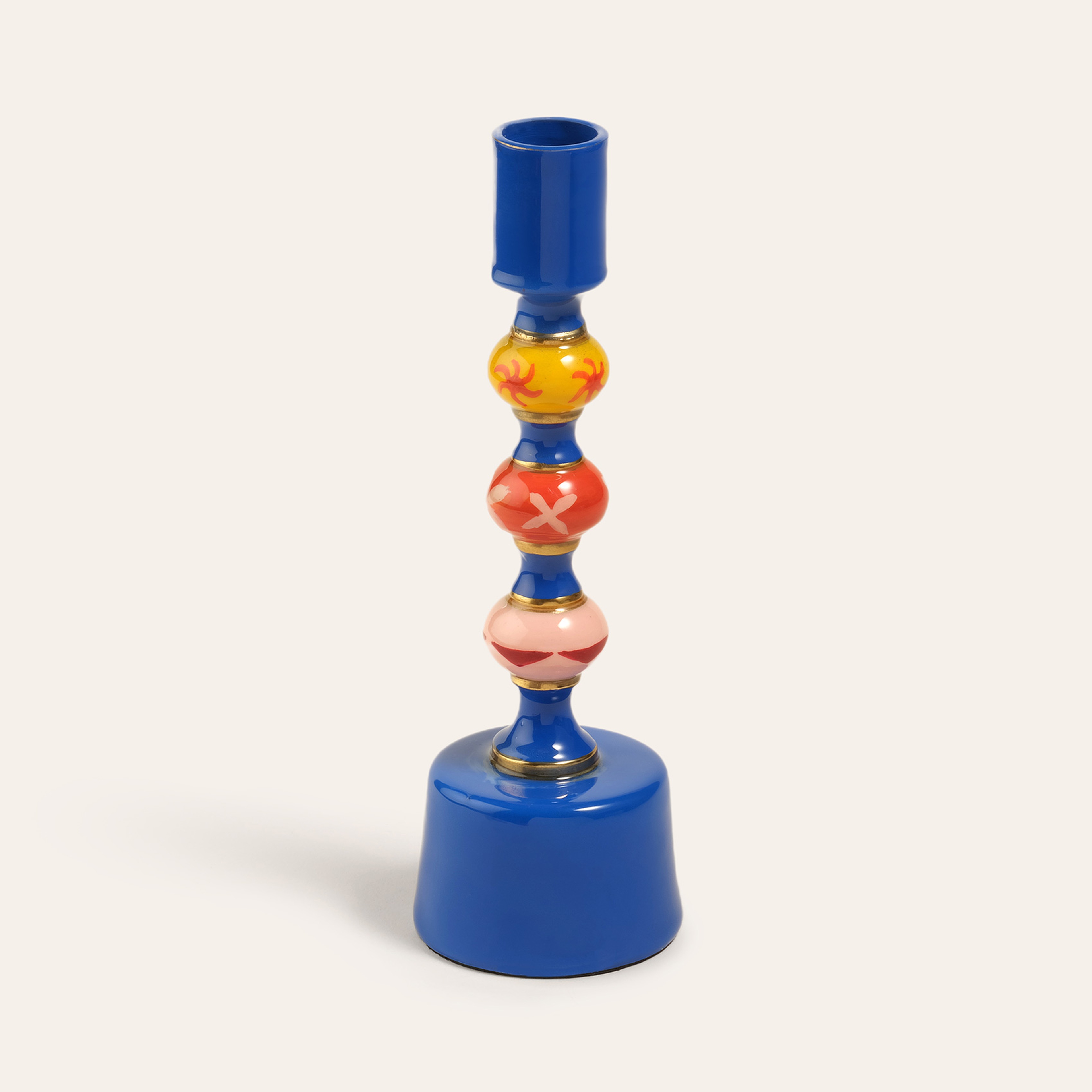 Nanpur Demir Şamdan 6.5x6.5x20 Cm Mavi