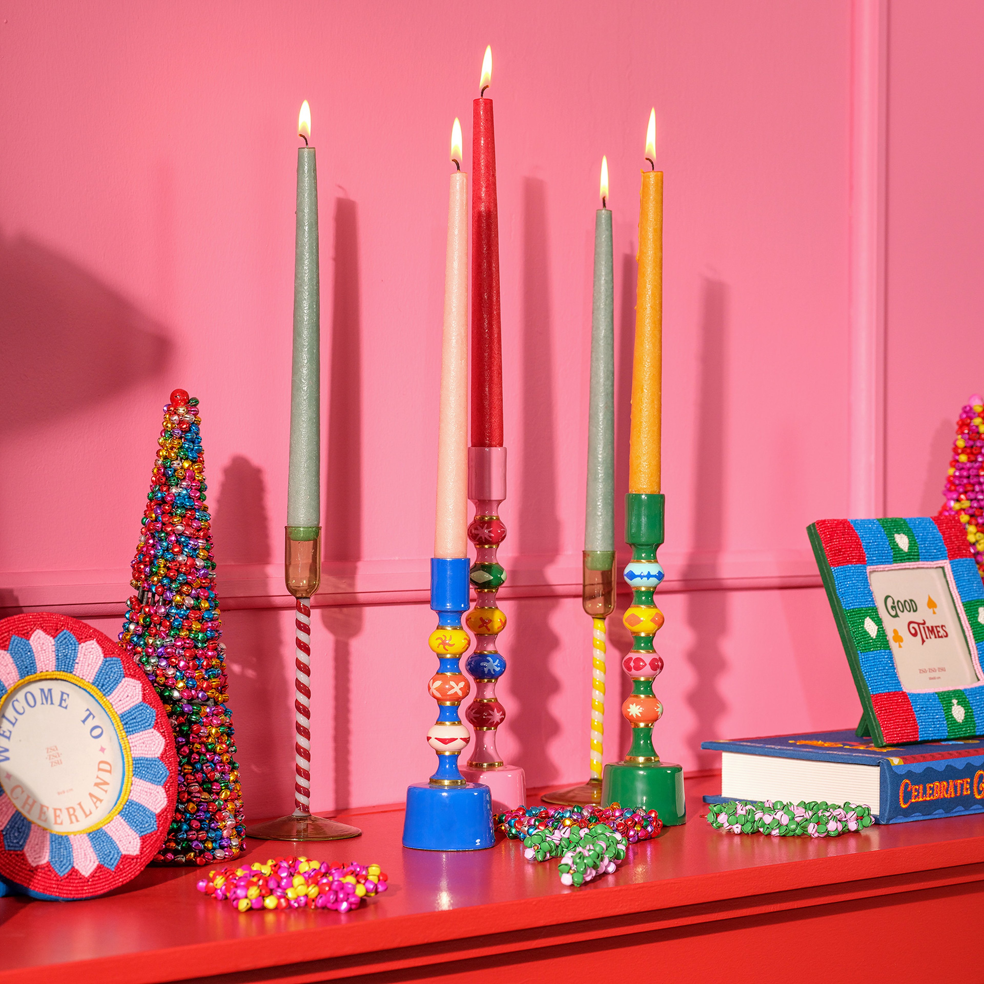 Nanpur Demir Şamdan 6.5x6.5x20 Cm Mavi