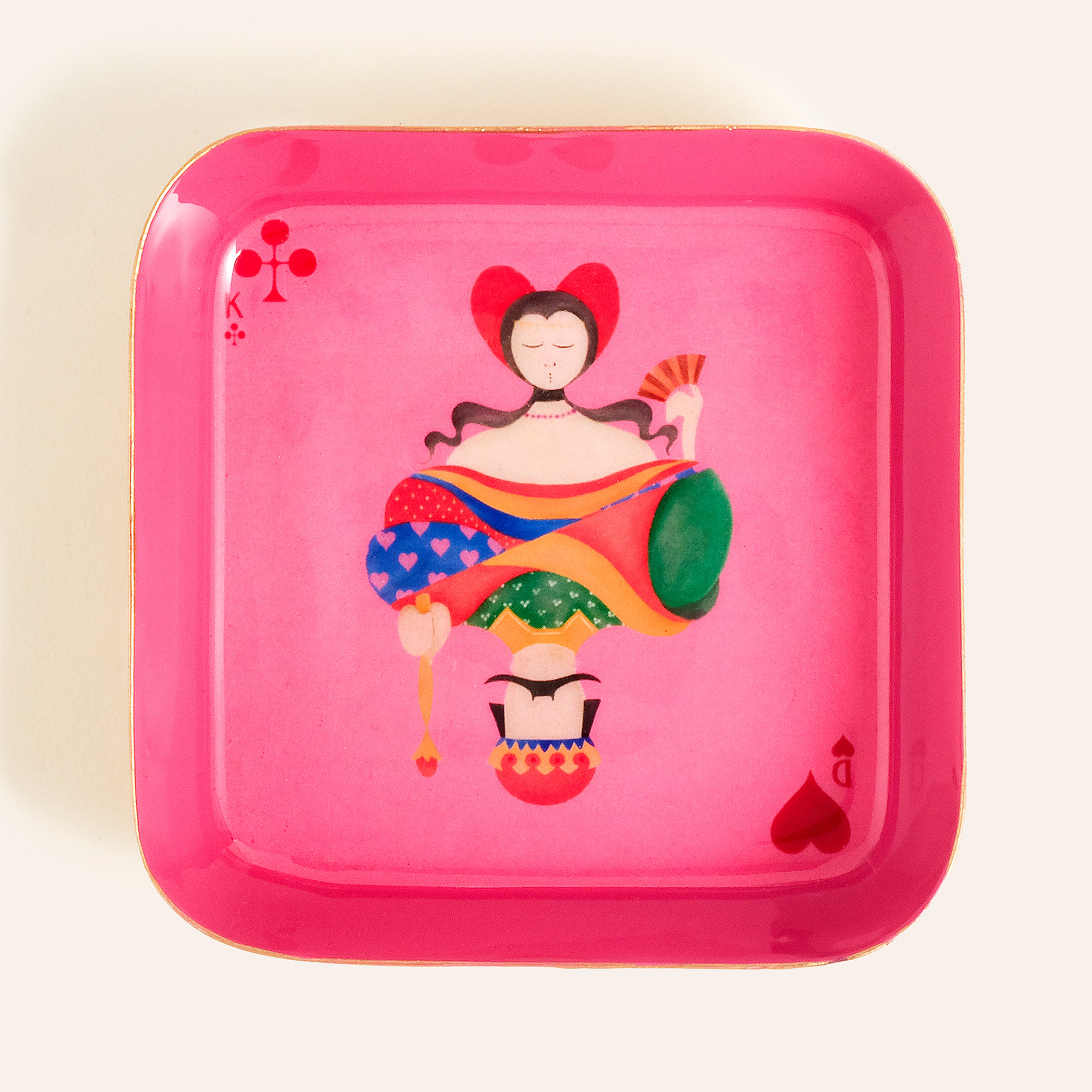 Nanpur Demir Dekoratif Tepsi 9x9x2 Cm Pembe