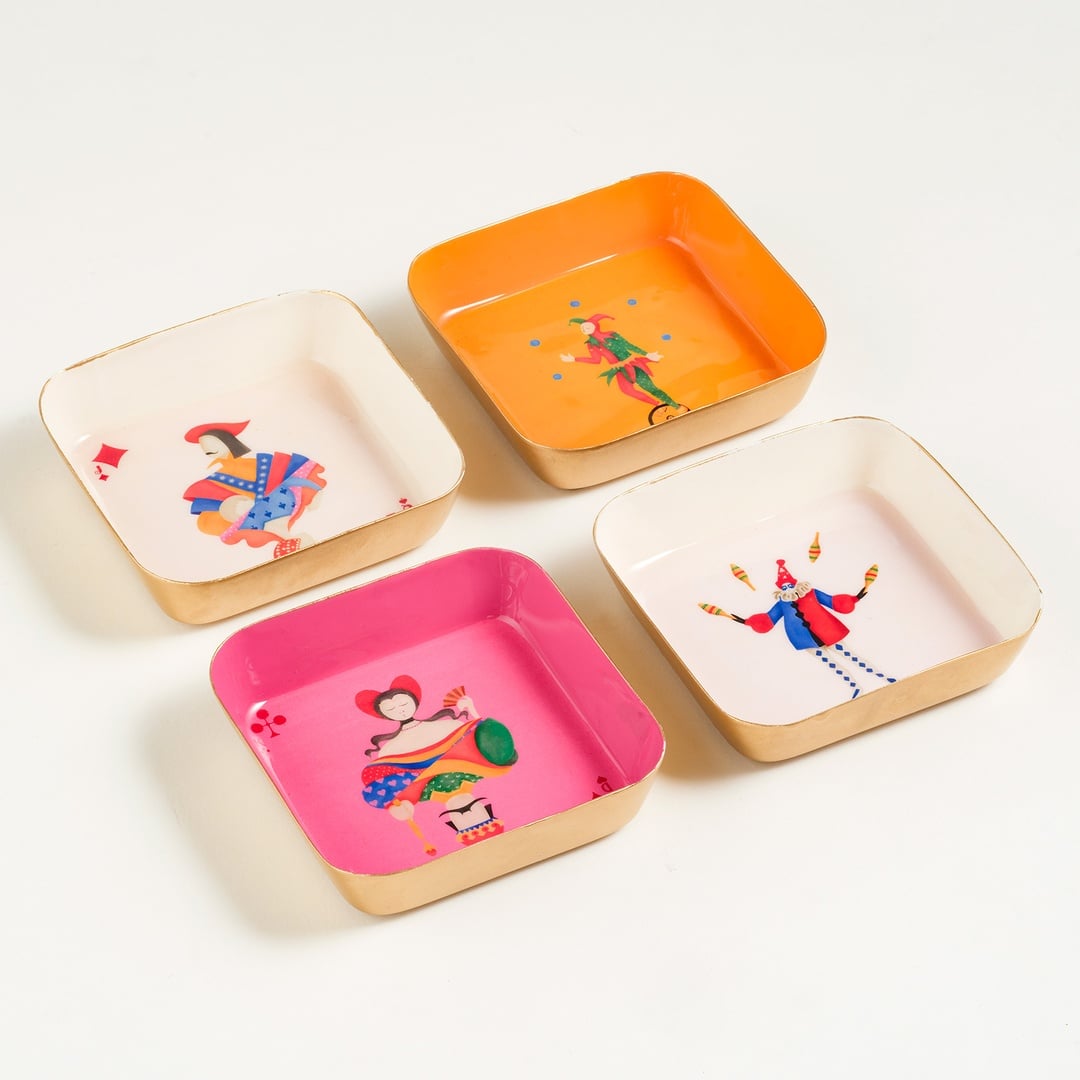 Nanpur Demir Dekoratif Tepsi 9x9x2 Cm Pembe