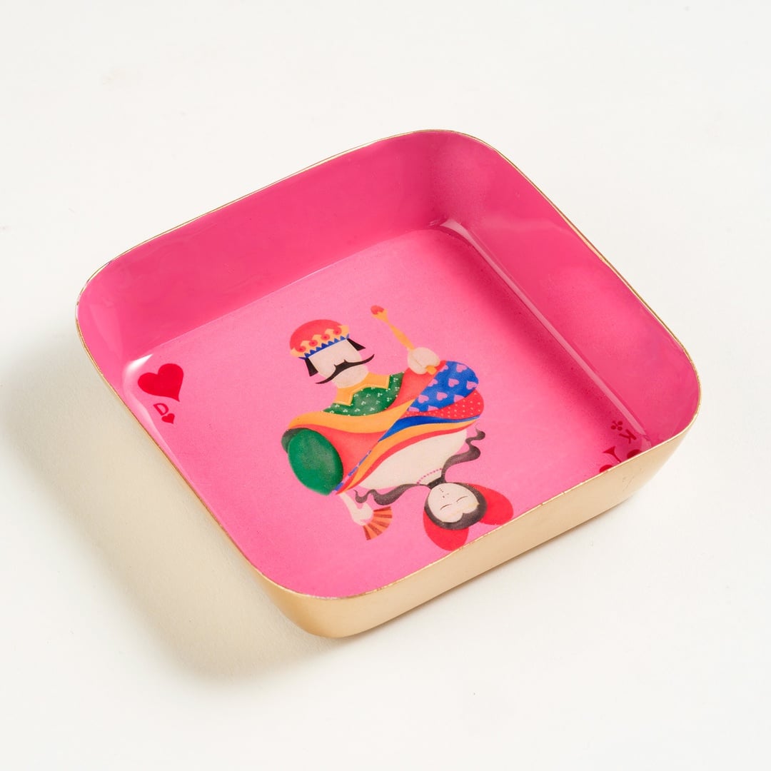 Nanpur Demir Dekoratif Tepsi 9x9x2 Cm Pembe