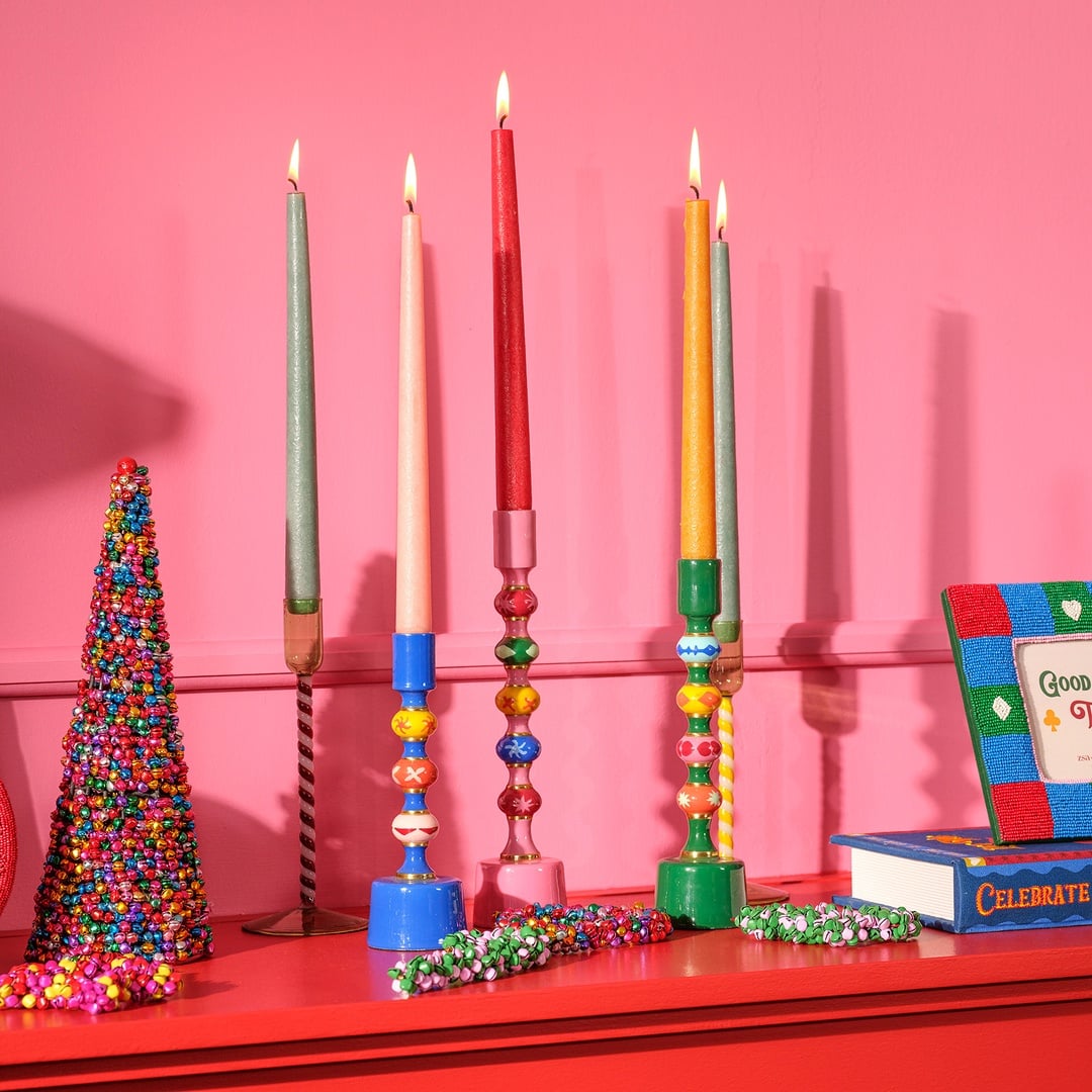 Nanpur Demir Şamdan 6.5x6.5x28 Cm Pembe