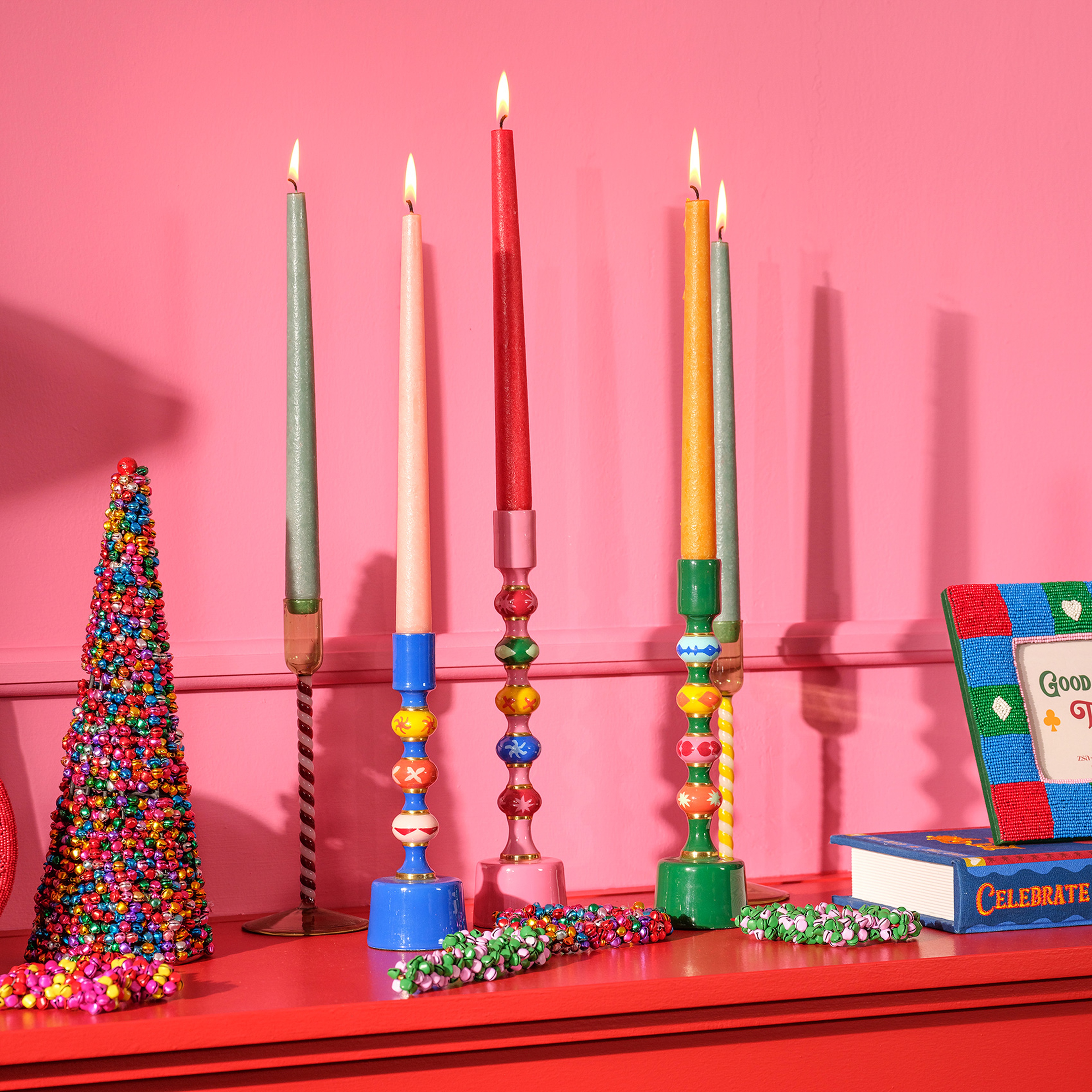 Nanpur Demir Şamdan 6.5x6.5x28 Cm Pembe