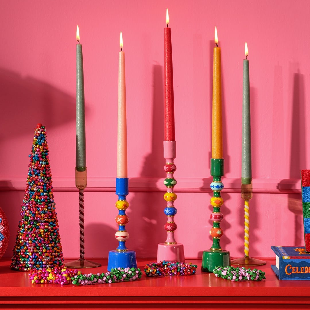 Nanpur Demir Şamdan 6.5x6.5x28 Cm Pembe