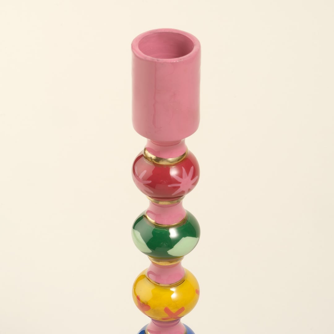 Nanpur Demir Şamdan 6.5x6.5x28 Cm Pembe