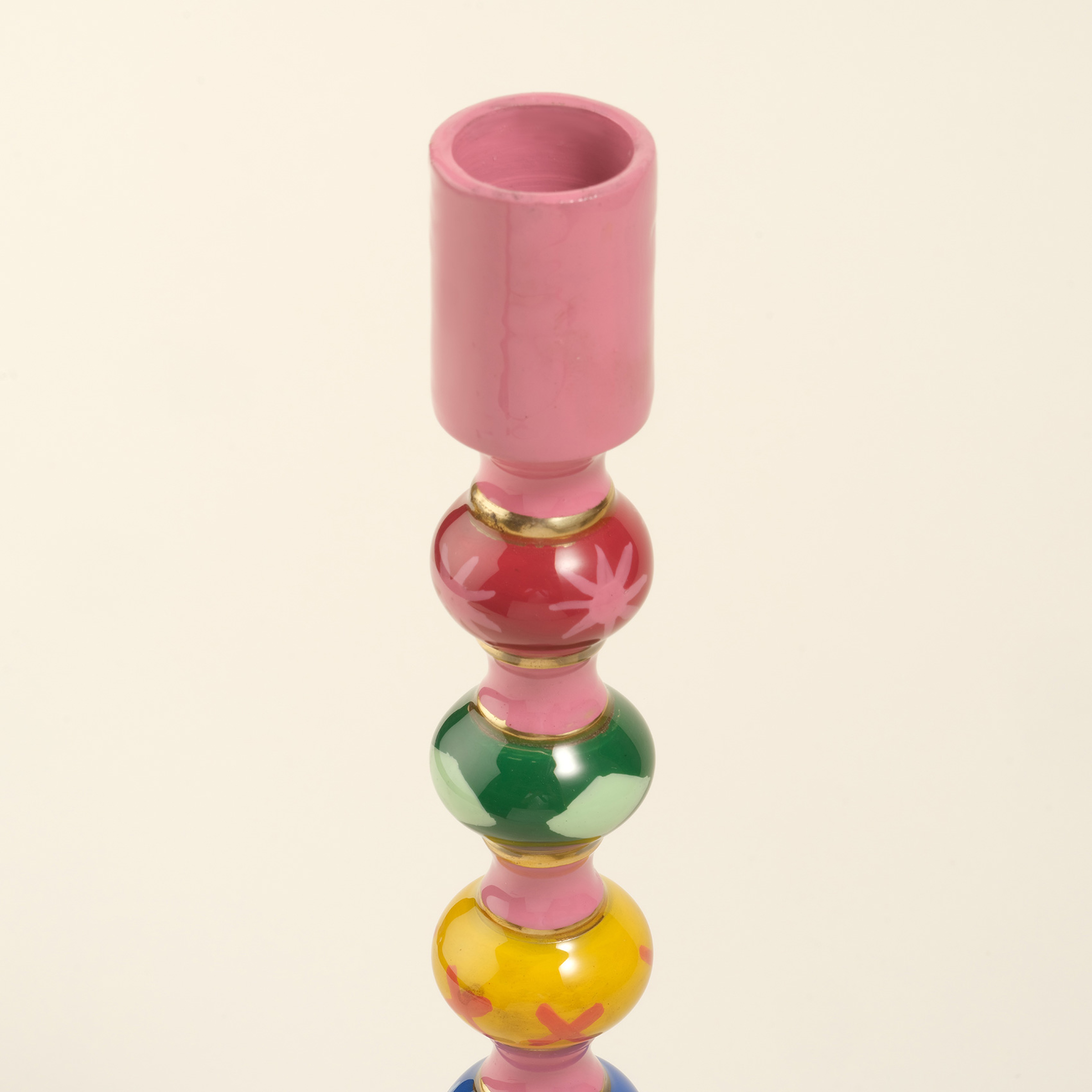 Nanpur Demir Şamdan 6.5x6.5x28 Cm Pembe