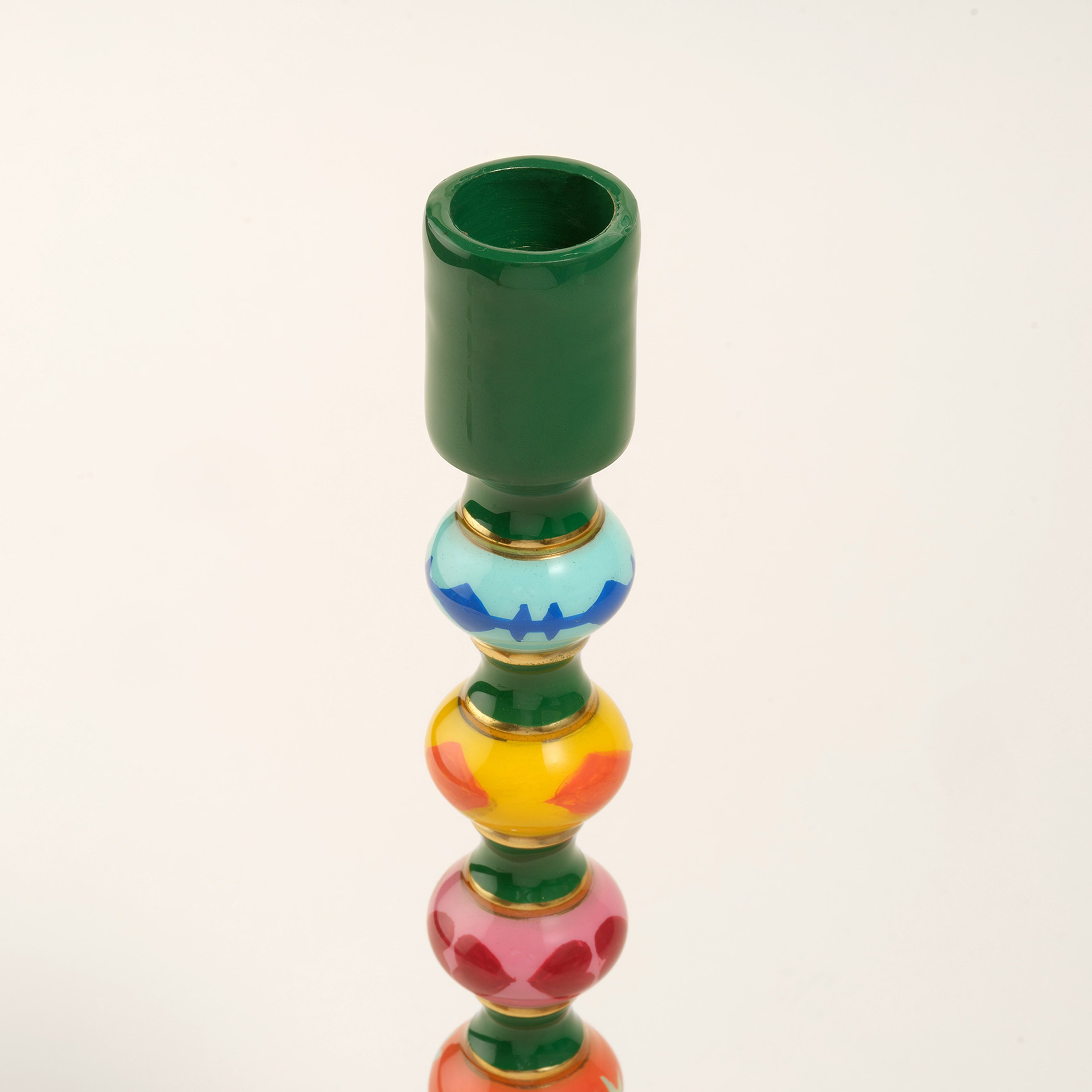 Nanpur Demir Şamdan 6.5x6.5x24 Cm Yeşil