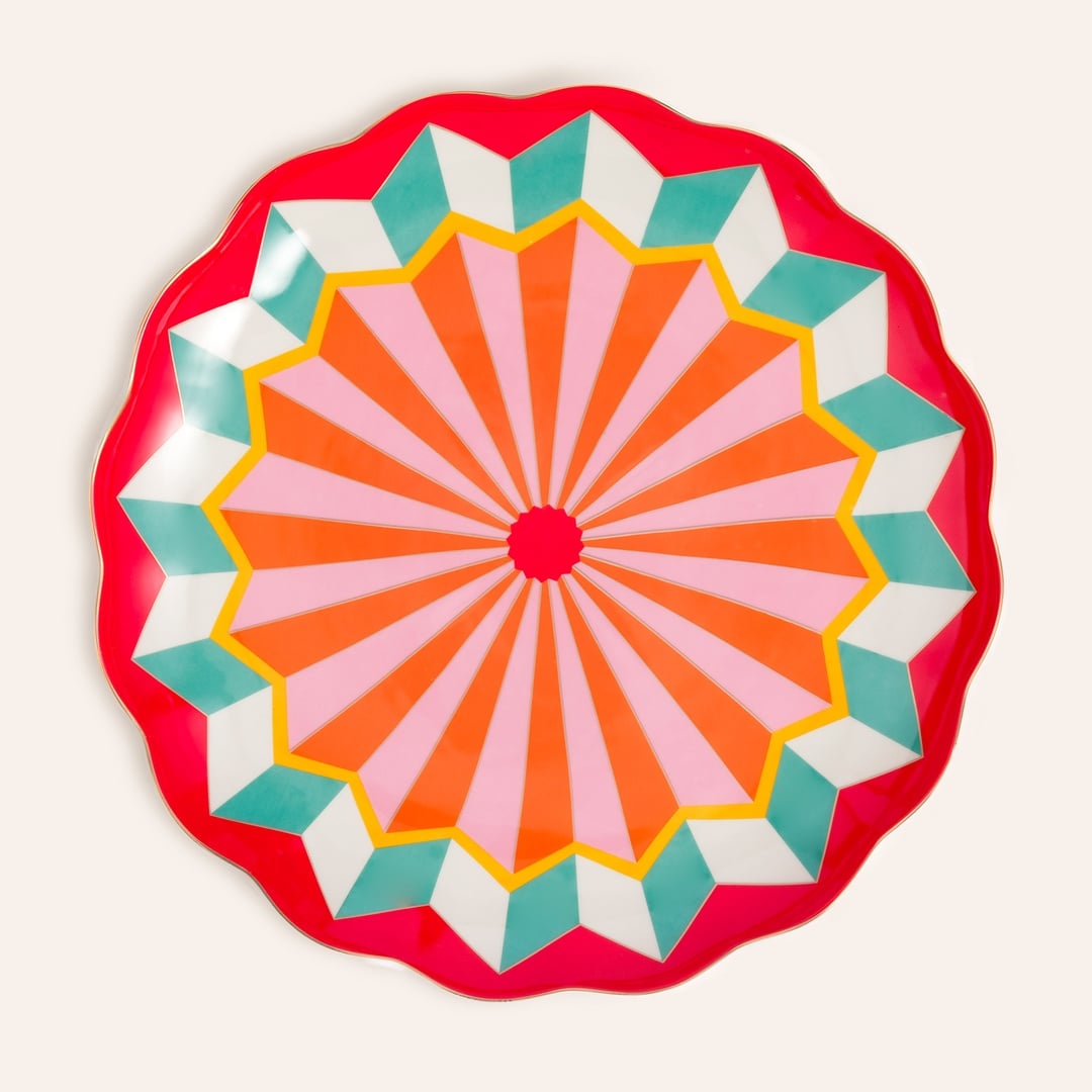 Luohu Porselen Yemek Tabağı 27x27x3 Cm Kırmızı