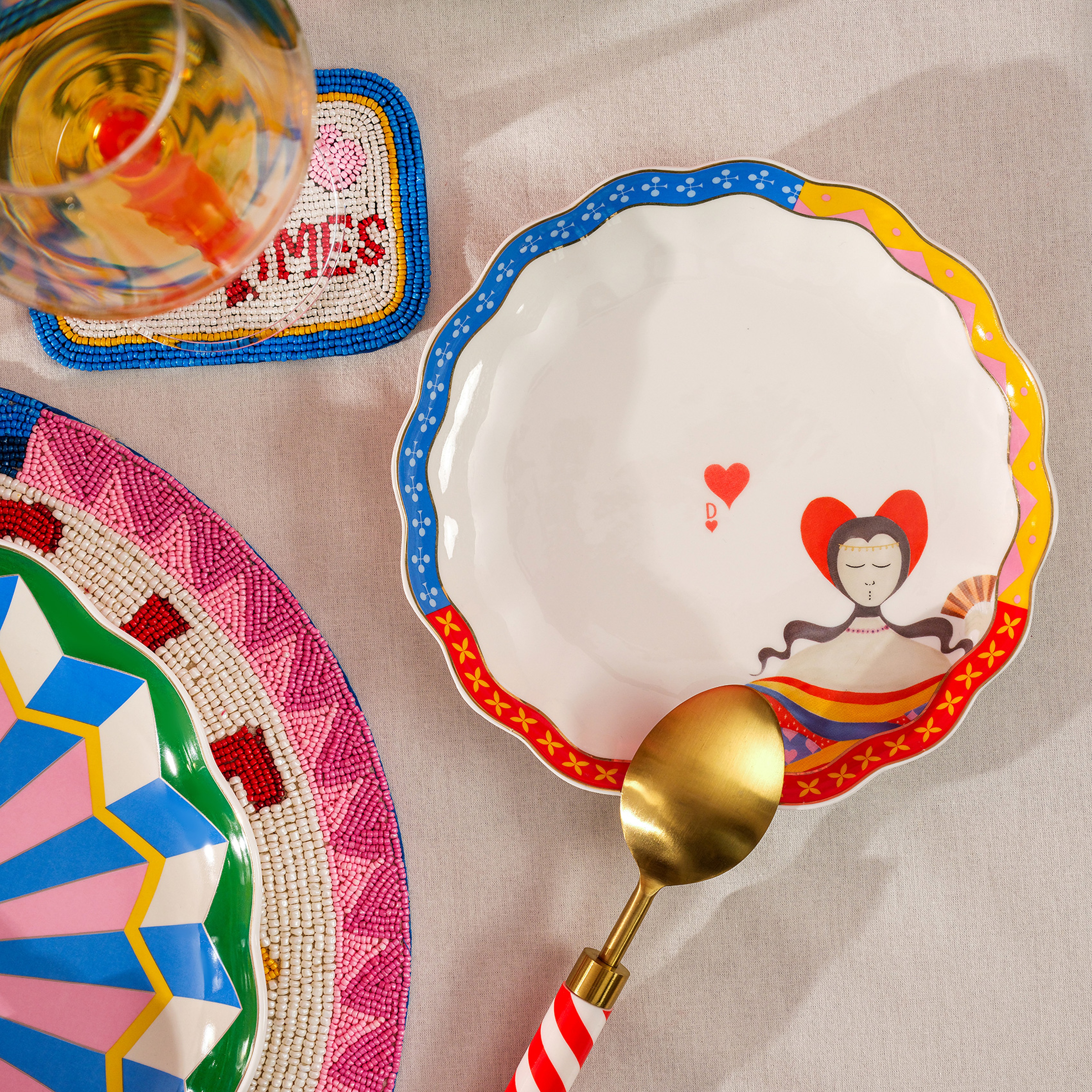 Luohu Porselen Pasta Tabağı 19x19x2 Cm Renkli