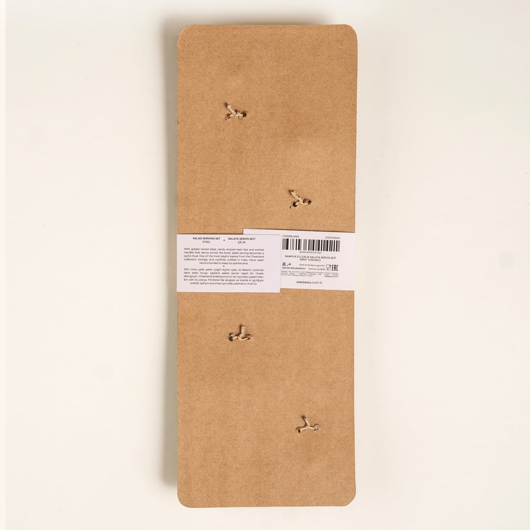 Rampur Çelik - Pirinç Salata Kaşık Seti 7x28x2 Cm Mavi-turuncu