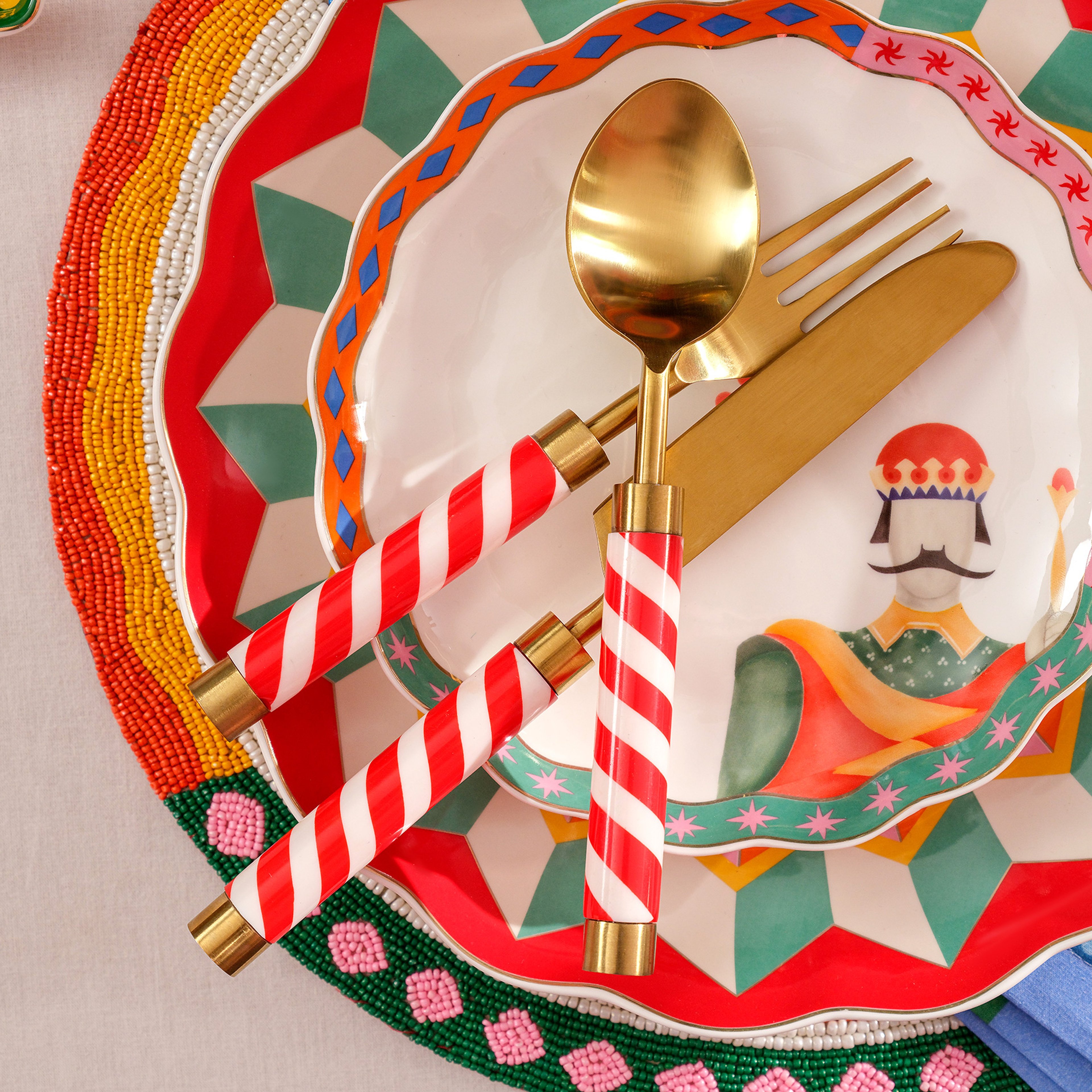 Rampur Çelik - Pirinç Çkb Seti 5x24 Cm Altın- Kırmızı