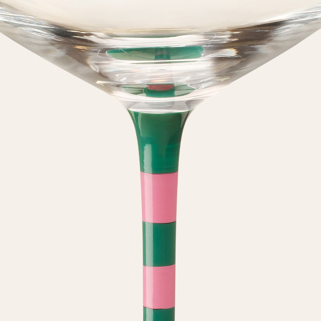 Loess Cam Kadeh 270 Ml Yeşil - Pembe