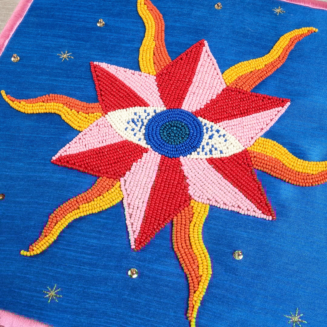 Dadrı El İşi Boncuklu Ağaç Tablo 40x40 Cm Mavi