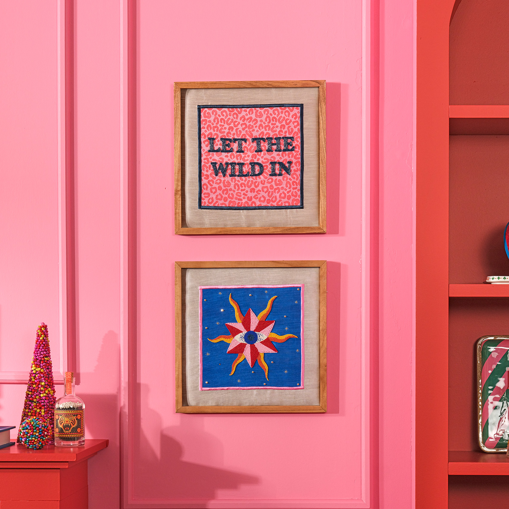 Dadrı El İşi Dekoratif Boncuklu Ağaç Tablo 40x40 Cm Pembe