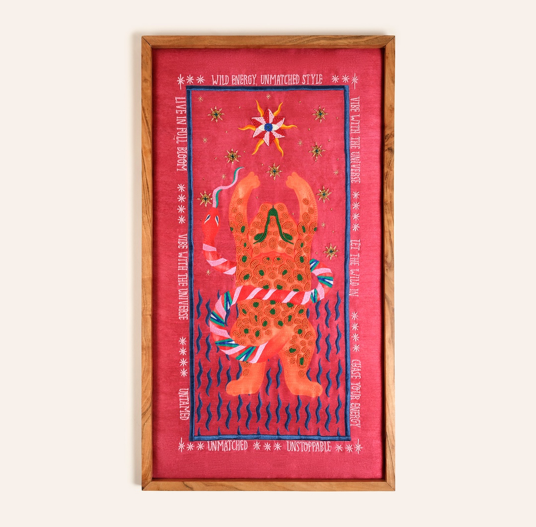 Dadrı El İşi Boncuklu Ağaç Tablo 45x80 Cm Turuncu