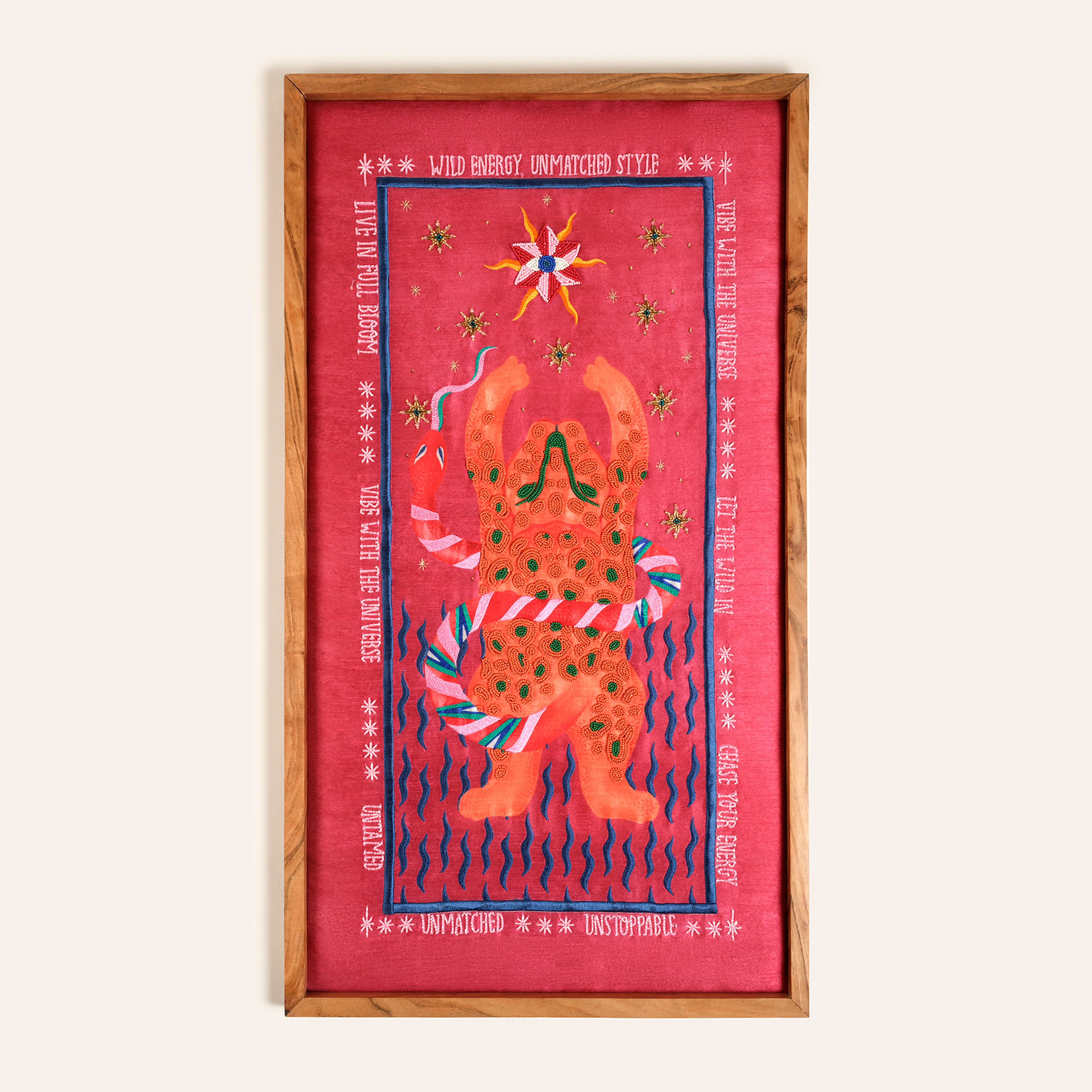 Dadrı El İşi Boncuklu Ağaç Tablo 45x80 Cm Turuncu