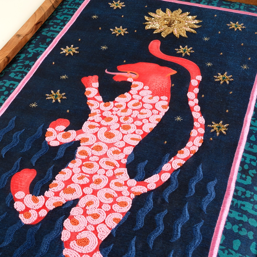 Dadrı El İşi Boncuklu Ahşap Tablo 45x80 Cm Lacivert