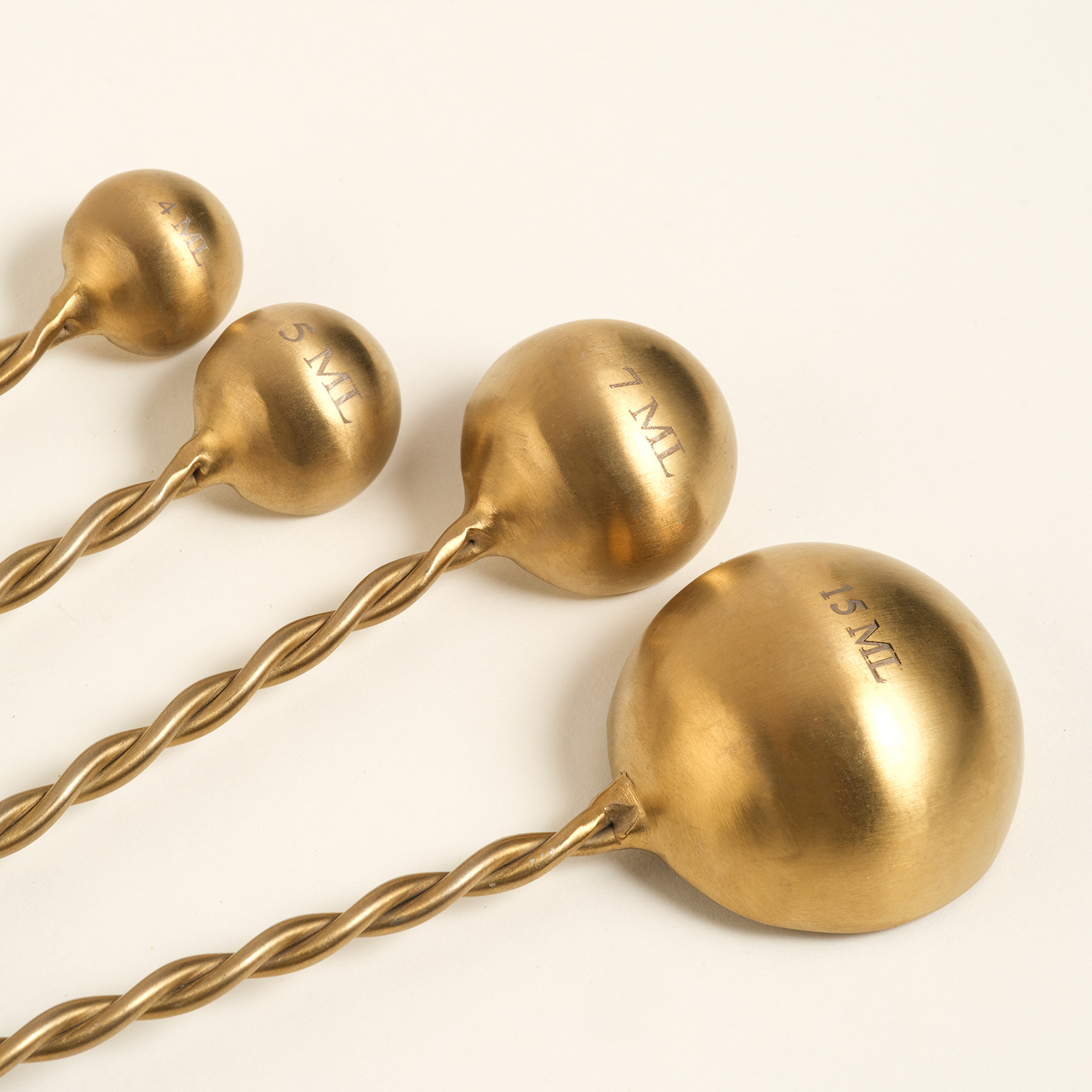 Rampur Çelik - Pirinç Ölçü Kaşık Seti 5x12x3 Cm Altın - Renkli