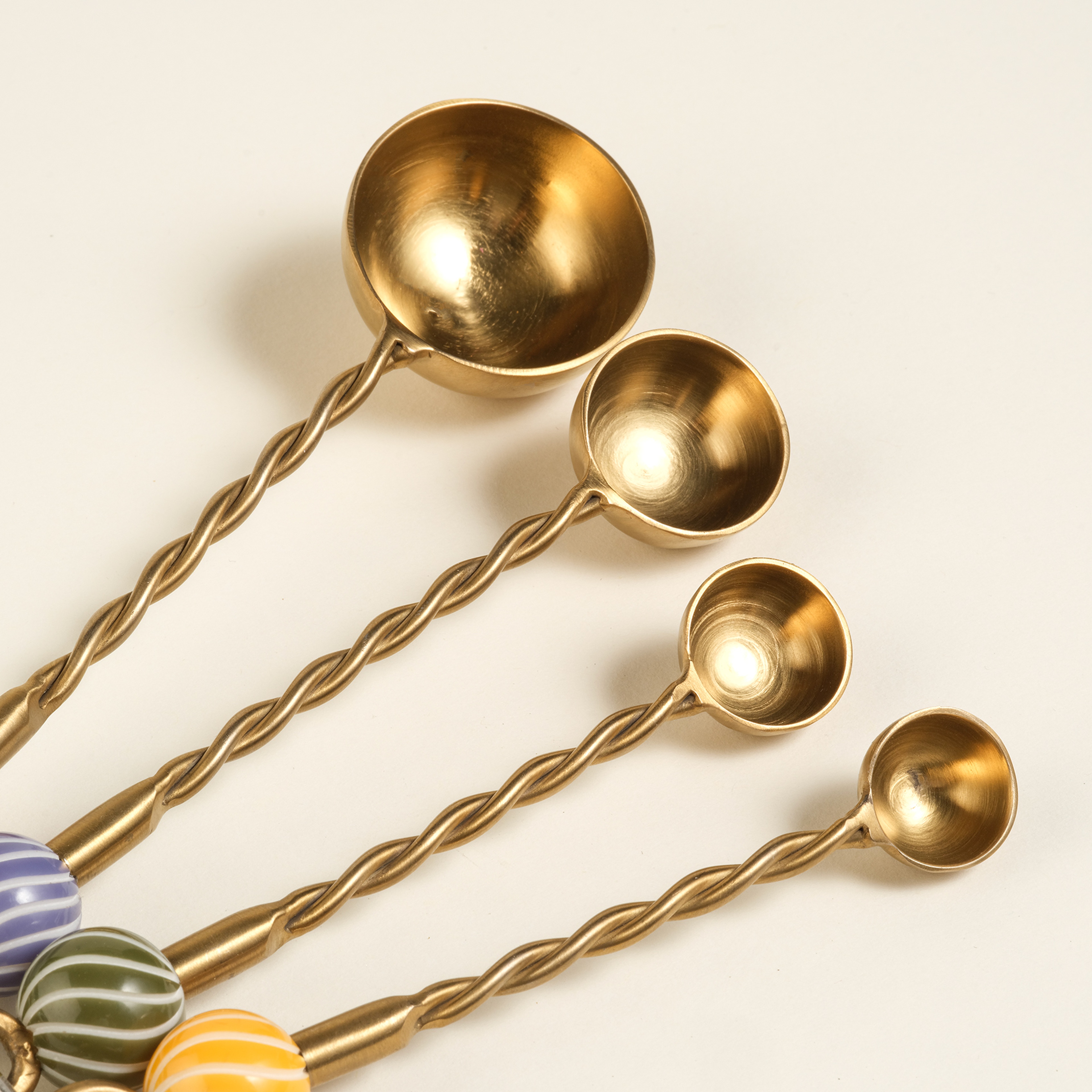 Rampur Çelik - Pirinç Ölçü Kaşık Seti 5x12x3 Cm Altın - Renkli