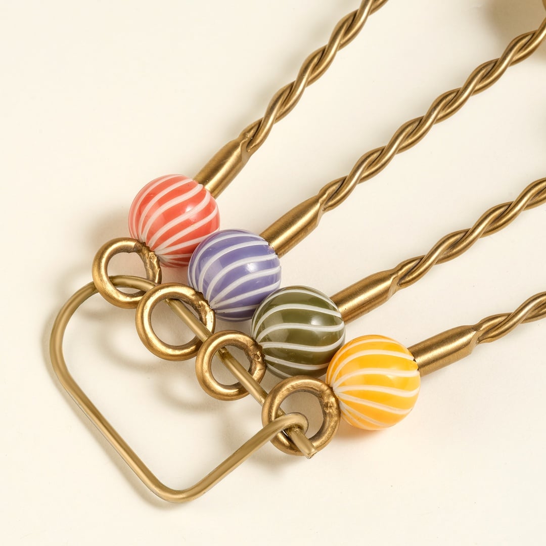 Rampur Çelik - Pirinç Ölçü Kaşık Seti 5x12x3 Cm Altın - Renkli