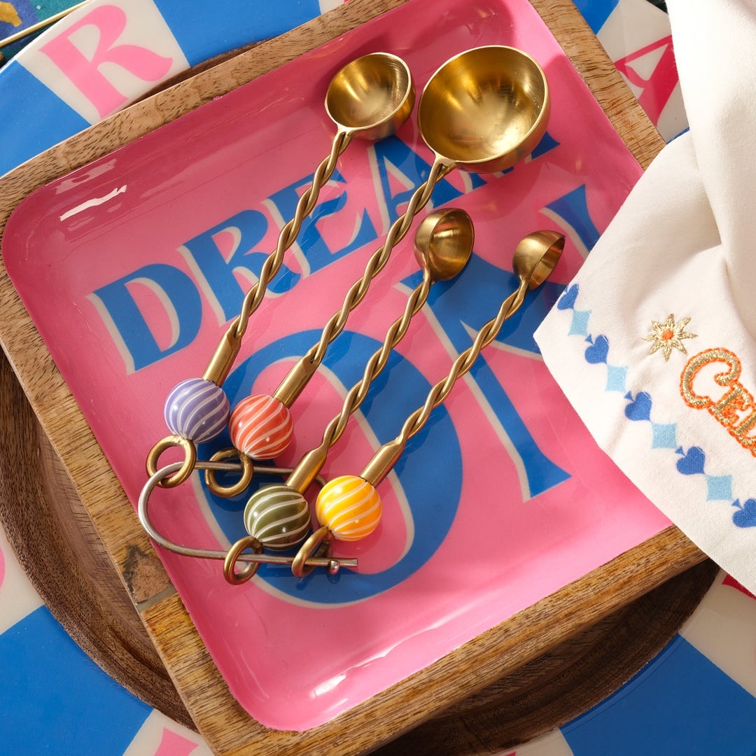 Rampur Çelik - Pirinç Ölçü Kaşık Seti 5x12x3 Cm Altın - Renkli